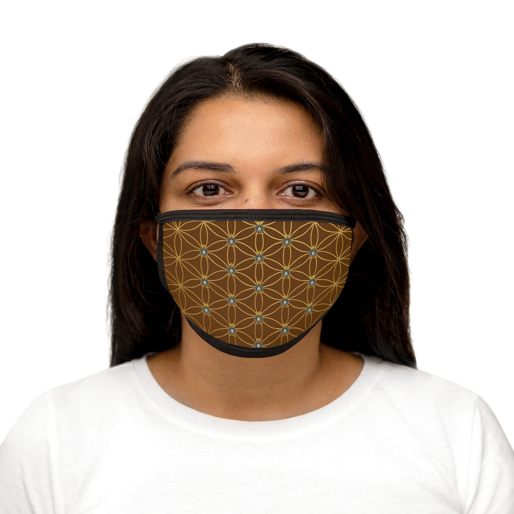 Bozz Queen Flower of Life Face Mask - Brown Light Grey & Gold Stylish Breathable Cloth Mask