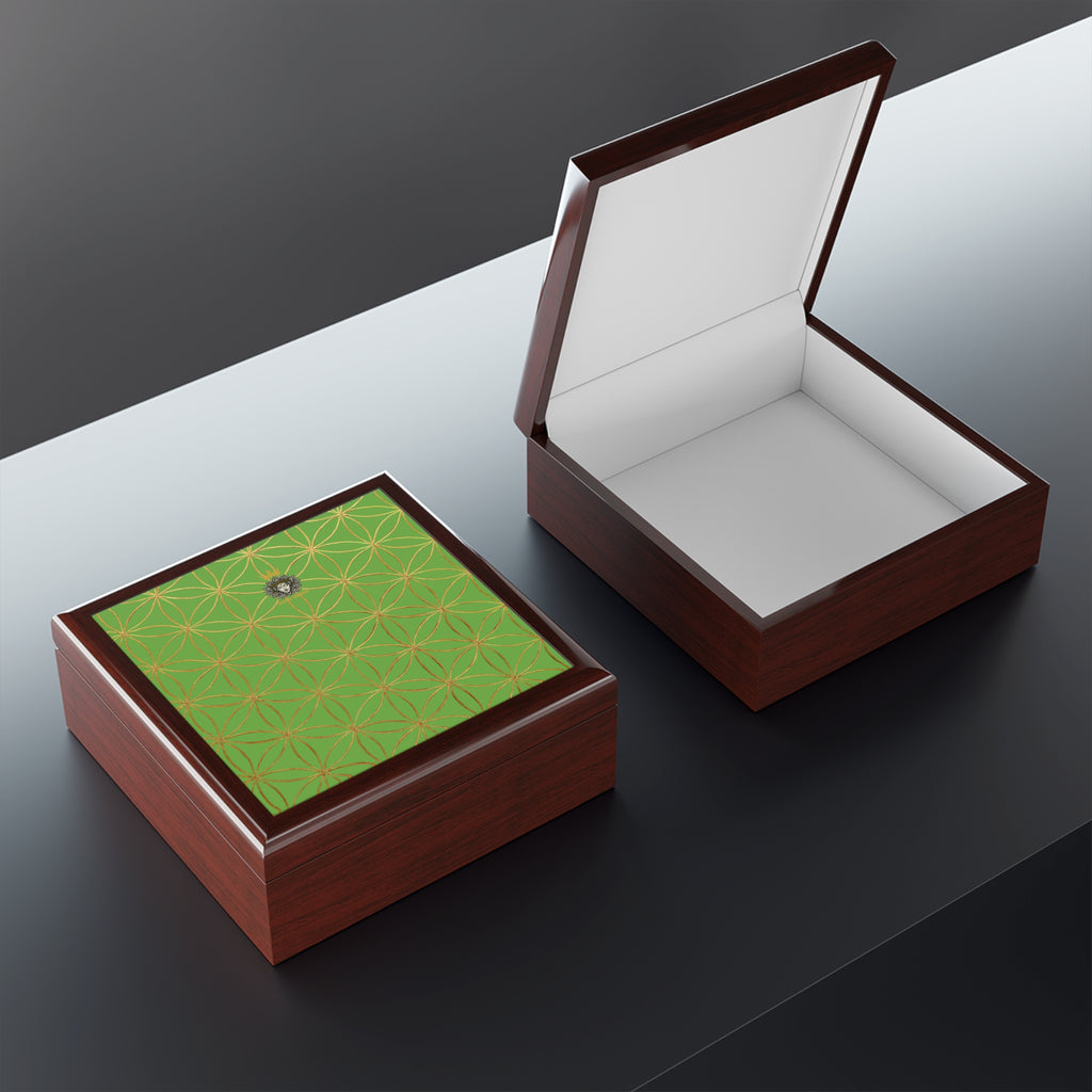 Flower of Life Jewelry Box - Light Green Elegant Keepsake Organizer