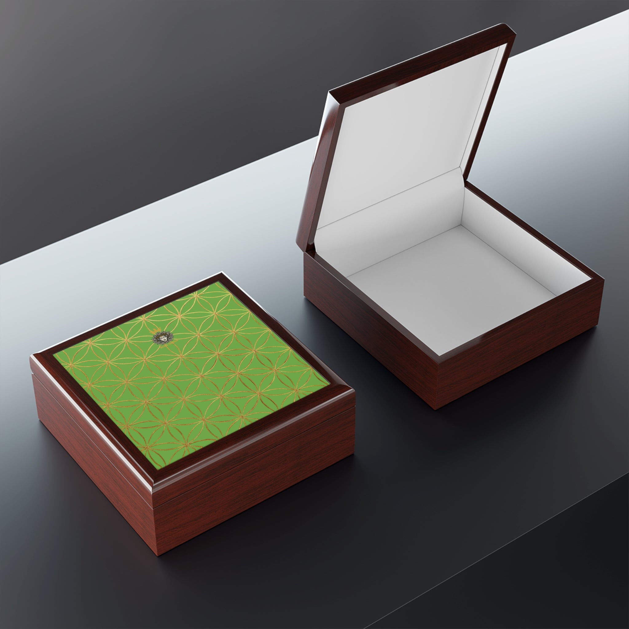 Flower of Life Jewelry Box - Light Green Elegant Keepsake Organizer