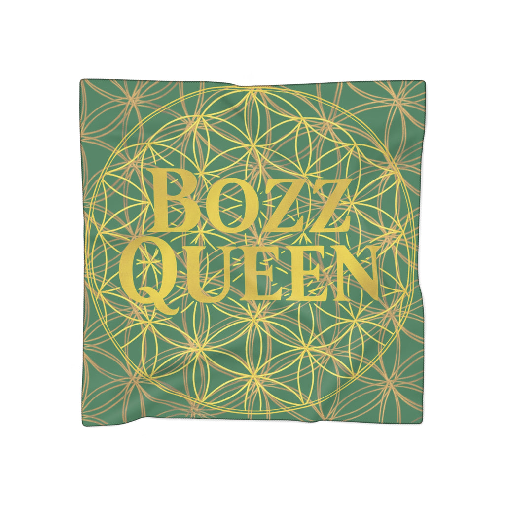 Bozz Queen Dark Green Poly Scarf - Vibrant Flower of Life Design for Stylish Women