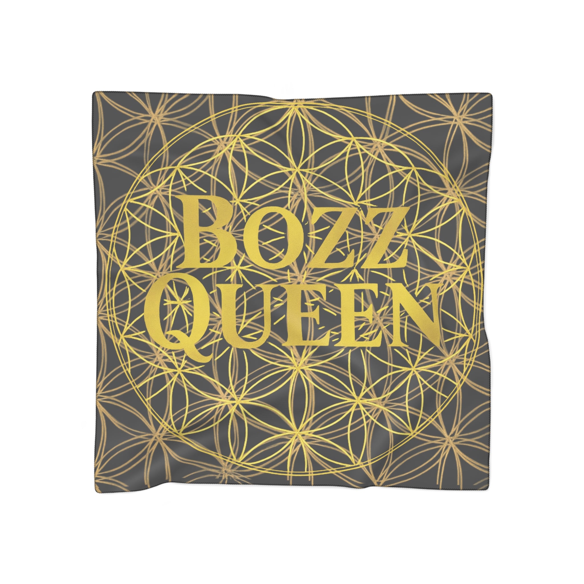 Bozz Queen Black Poly Scarf - Vibrant Flower of Life Design for Stylish Women