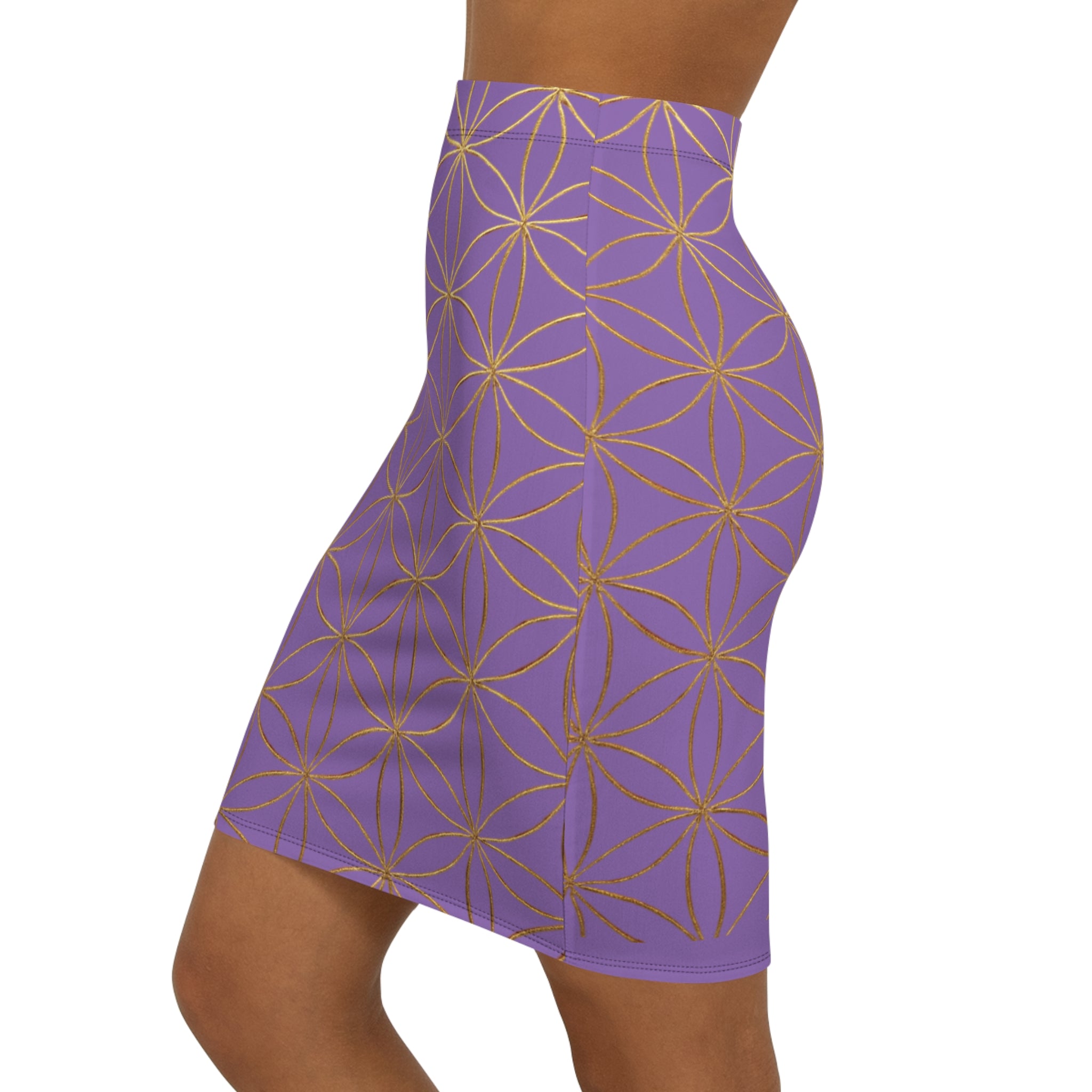 Light Purple Flower of Life Pencil Skirt - Women's Chic Office & Date Night Skirt