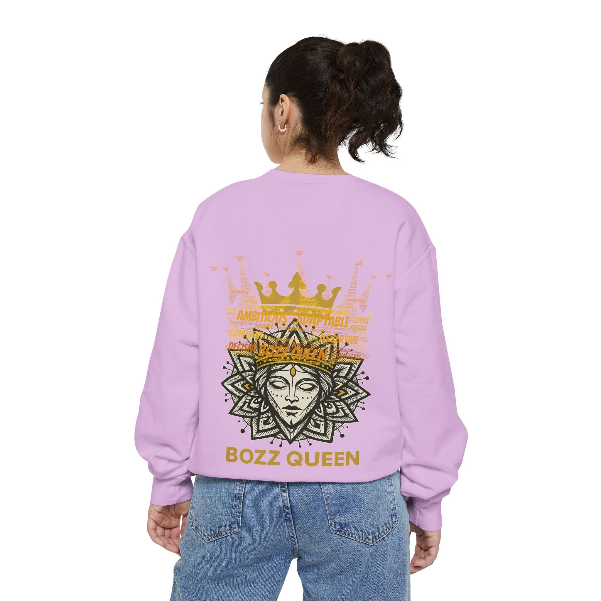 Bozz Queen Women Garment-Dyed Sweatshirt - Flower of Life Design