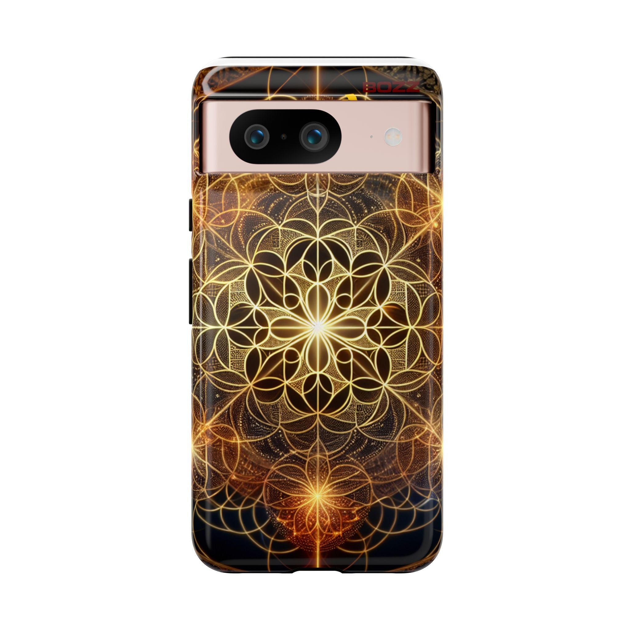Golden Flower Mandala Phone Case, Tough Cases, Bohemian Phone Cover, Unique Gift for Him/Her, Spiritual and Artistic Design