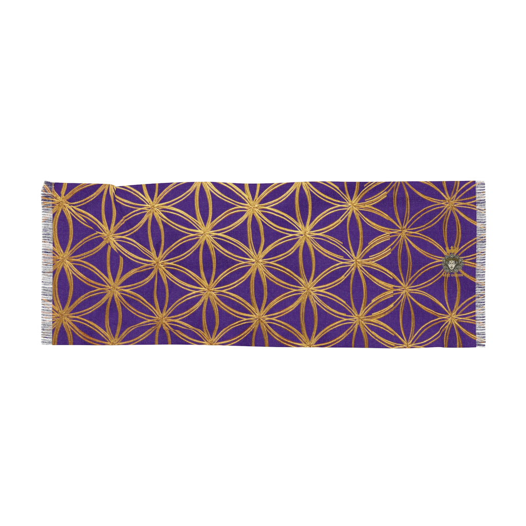 Purple & Gold Flower of Life Scarf - Geometric Pattern | Bozz Queen