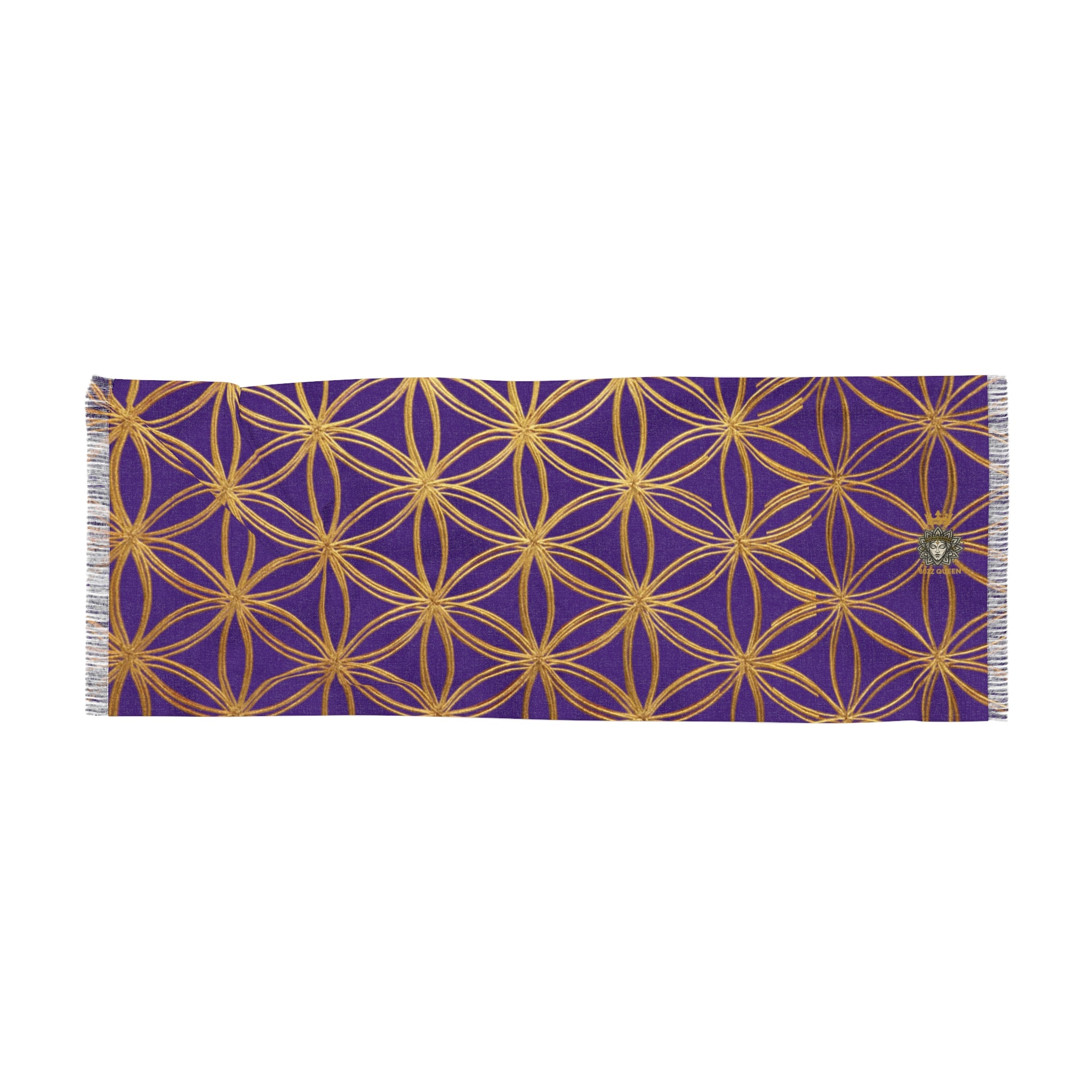 Purple & Gold Flower of Life Scarf - Geometric Pattern | Bozz Queen