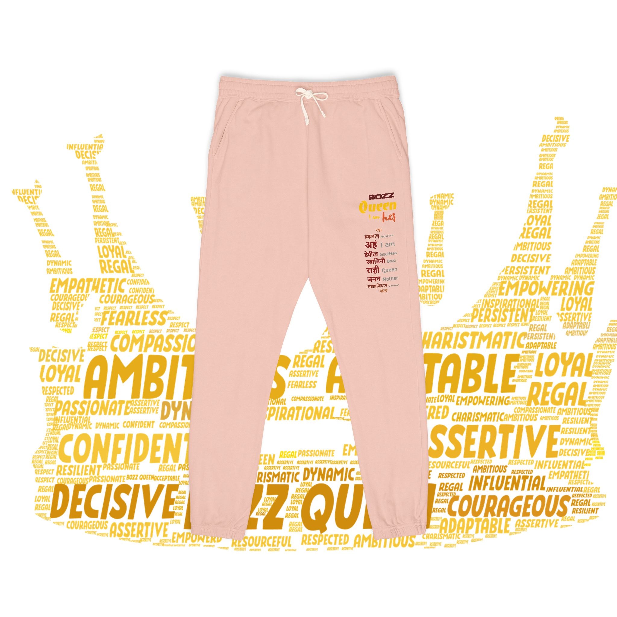 BOZZ QUEEN Unisex Motivational Fleece Sweatpants - Empowering Lounge Joggers