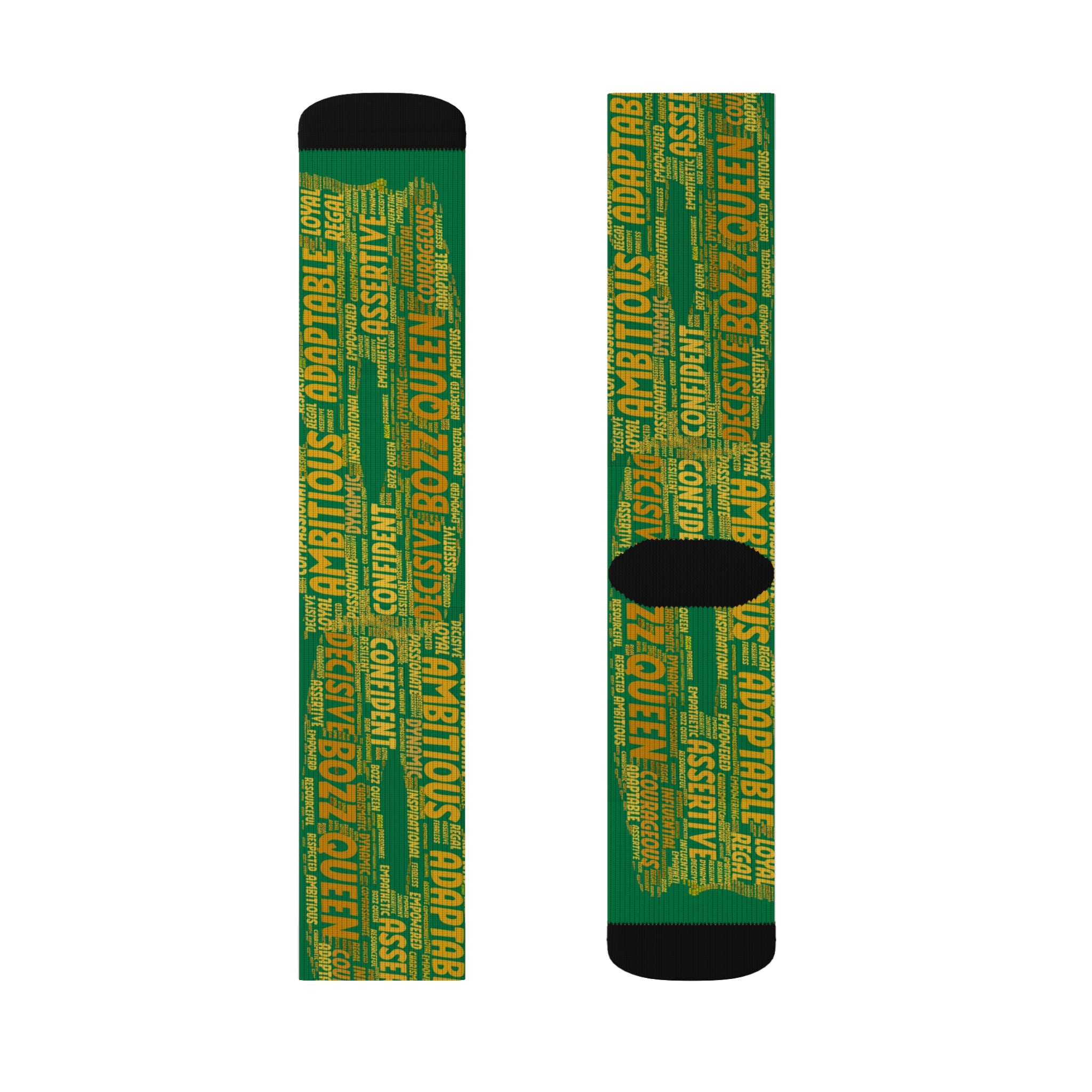 BOZZ QUEEN Dark Green Bold Statement Socks - Empowering Motivational Wear