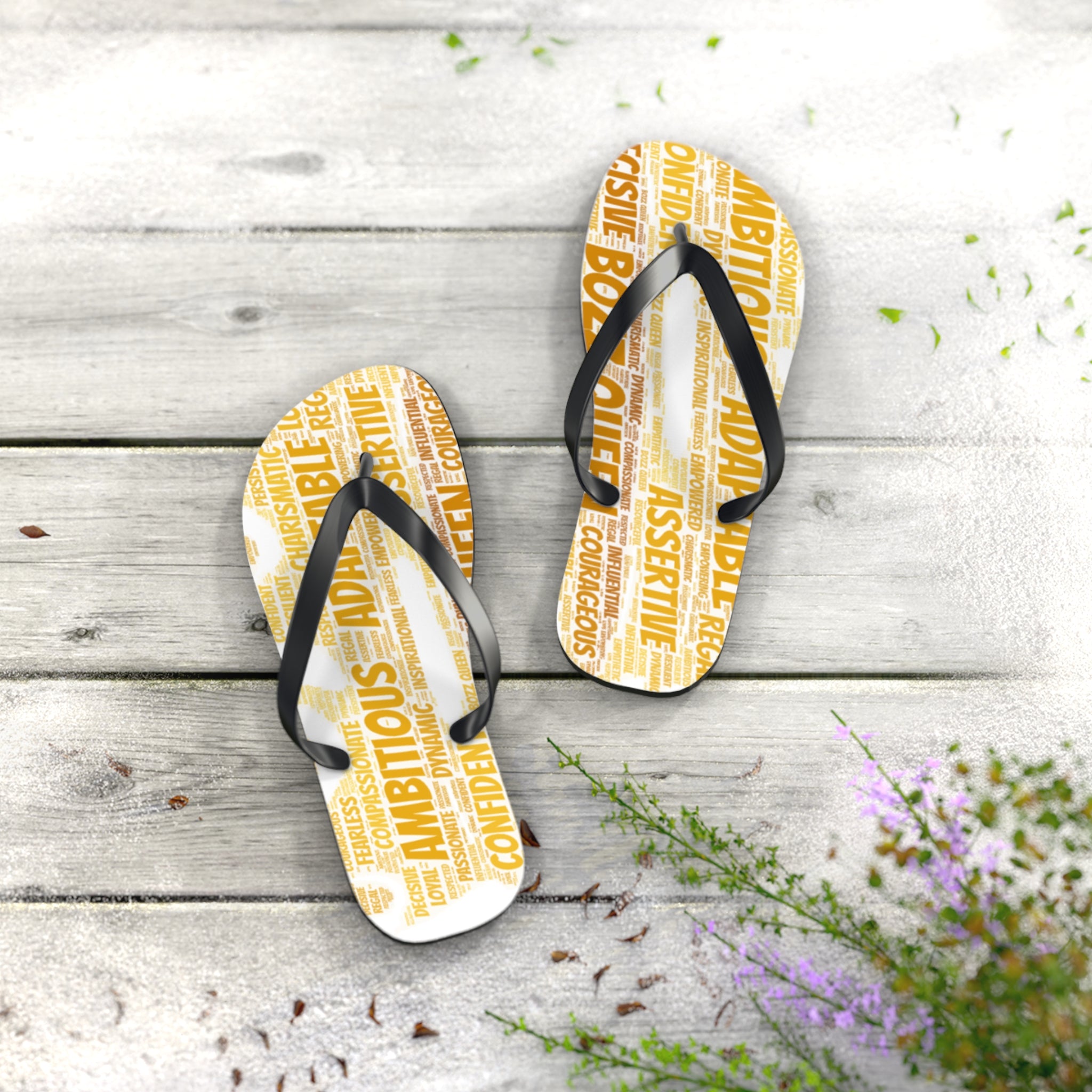 Bozz Queen White & Gold Flip Flops - Stylish Summer Beach Sandals