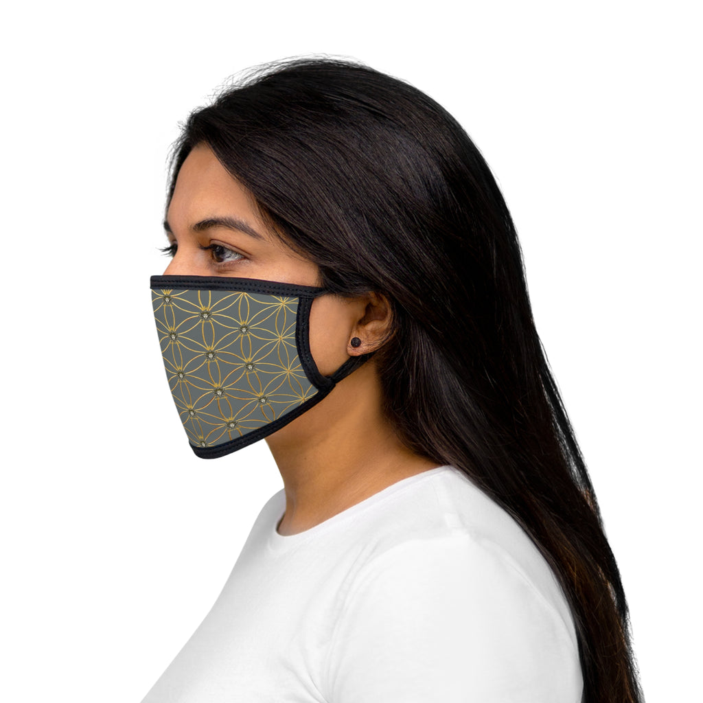 Bozz Queen Flower of Life Face Mask - Dark Grey & Gold Stylish Breathable Cloth Mask