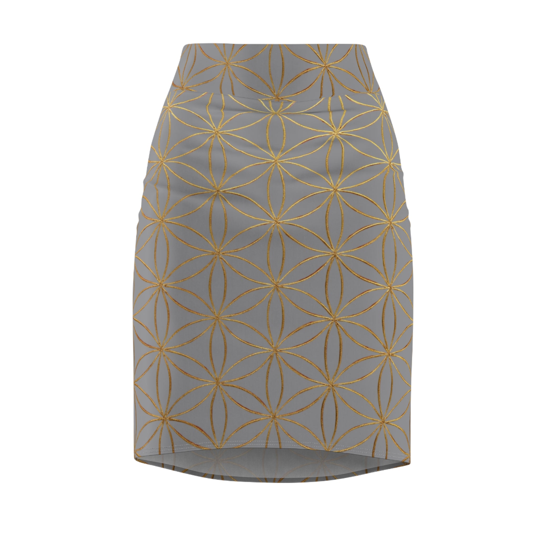 Grey Flower of Life Pencil Skirt - Women's Chic Office & Date Night Skirt