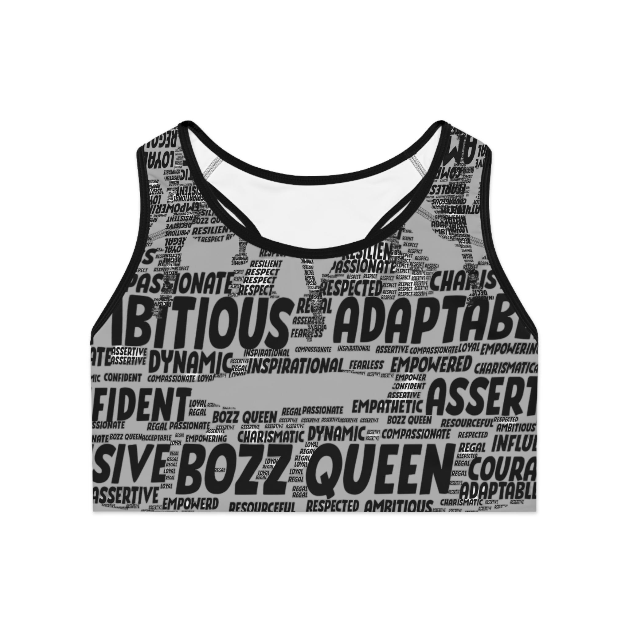 Empowering Sports Bra - Bozz Queen origin collection black and gray