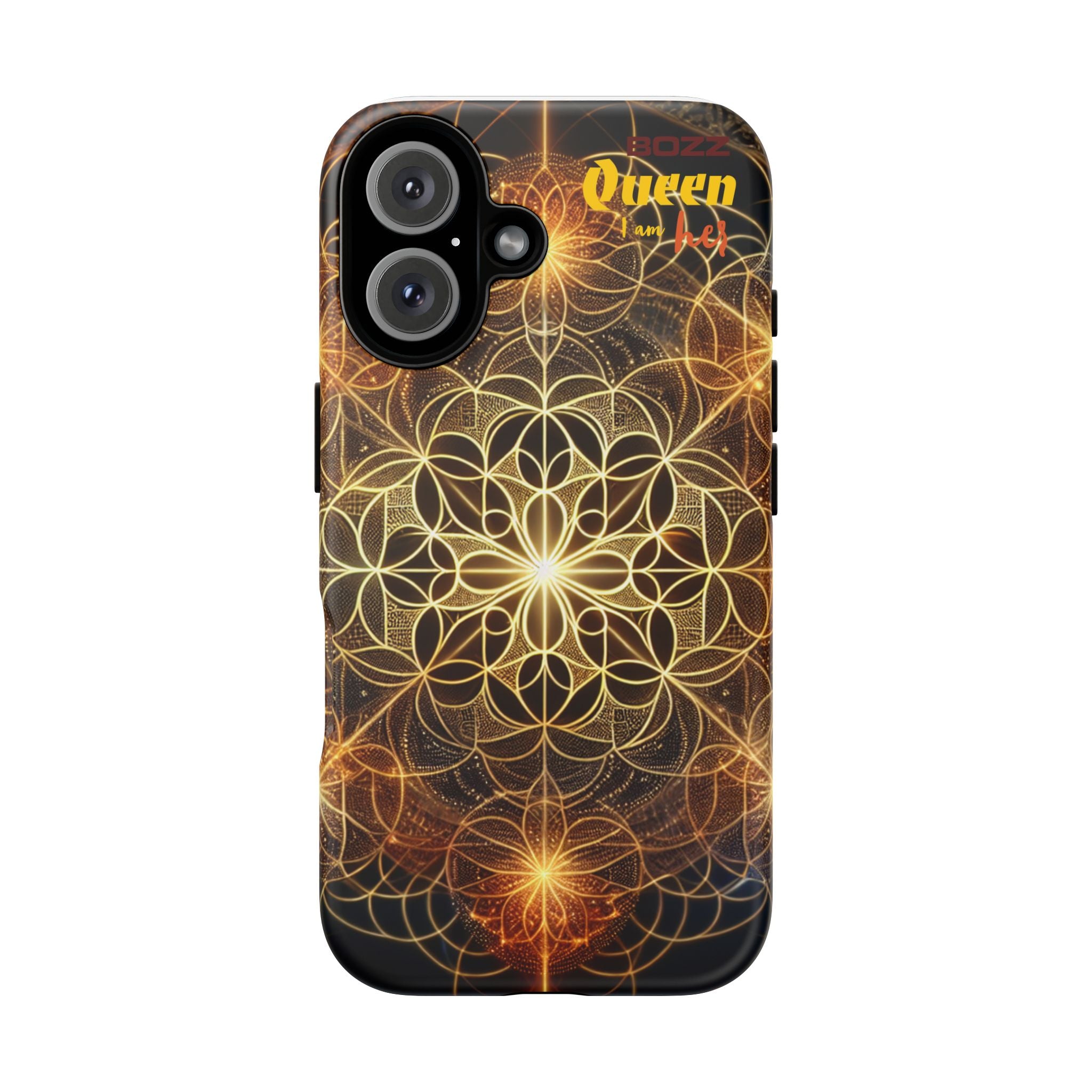 Golden Flower Mandala Phone Case, Tough Cases, Bohemian Phone Cover, Unique Gift for Him/Her, Spiritual and Artistic Design