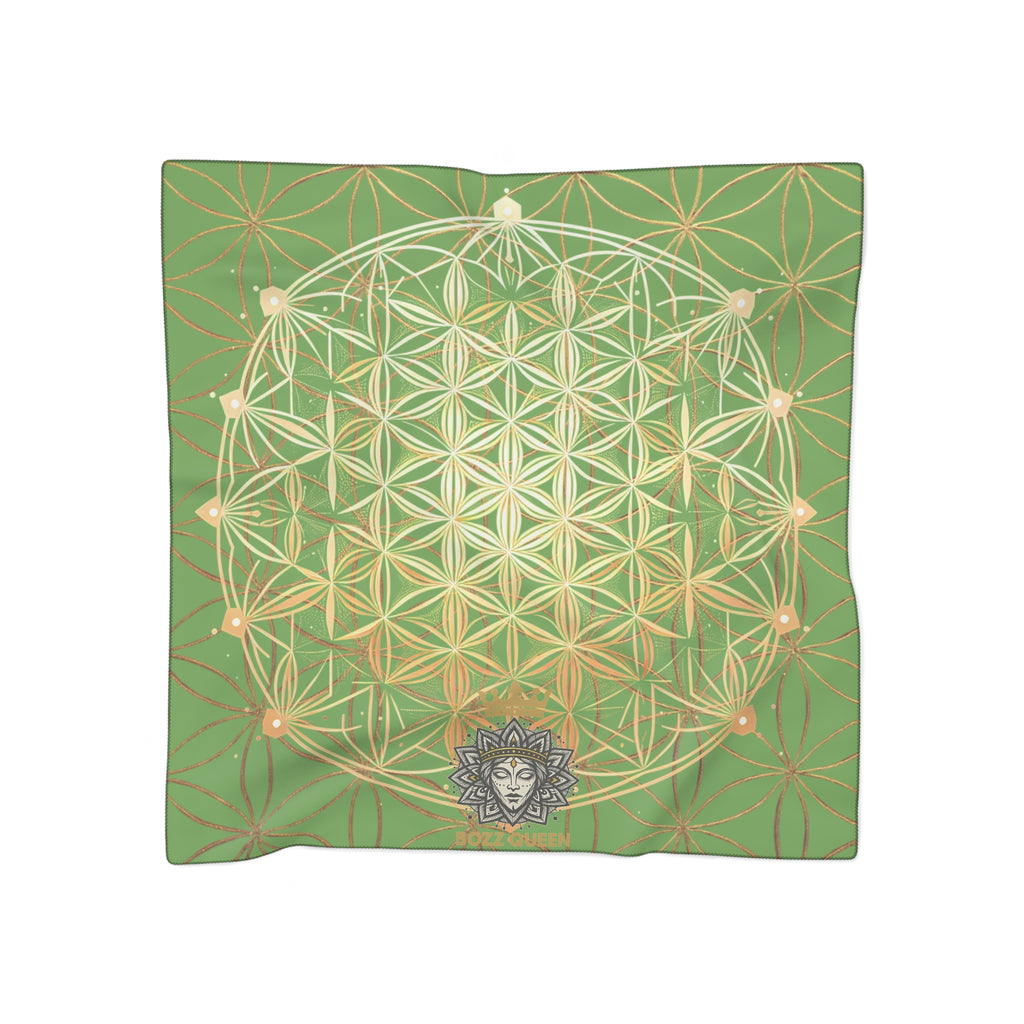 Flower of Life Green Scarf - Sacred Geometry Spiritual Accessory