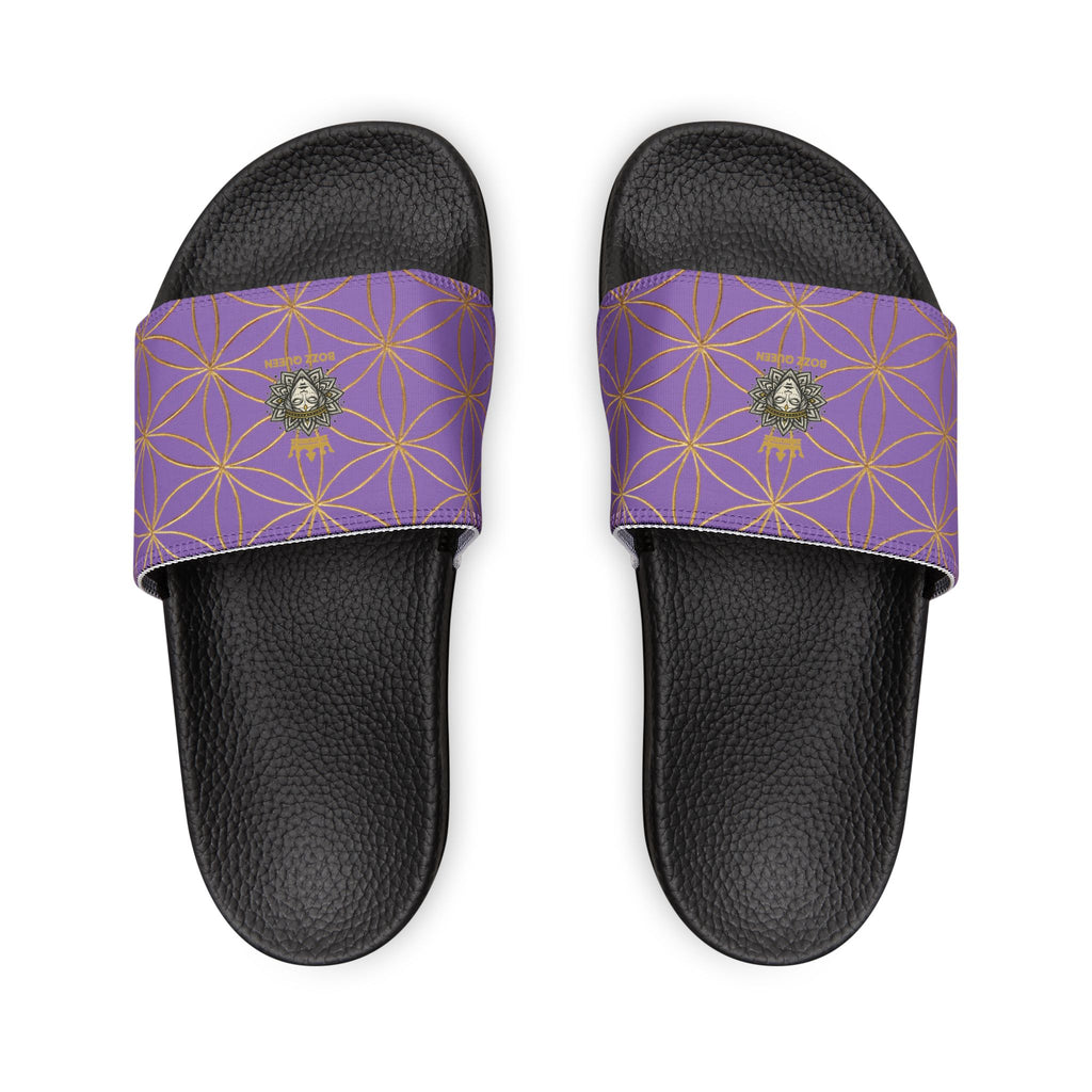 Bozz Queen Light Purple Flower of Life Women's Sandals - Removable Strap Beach Slides