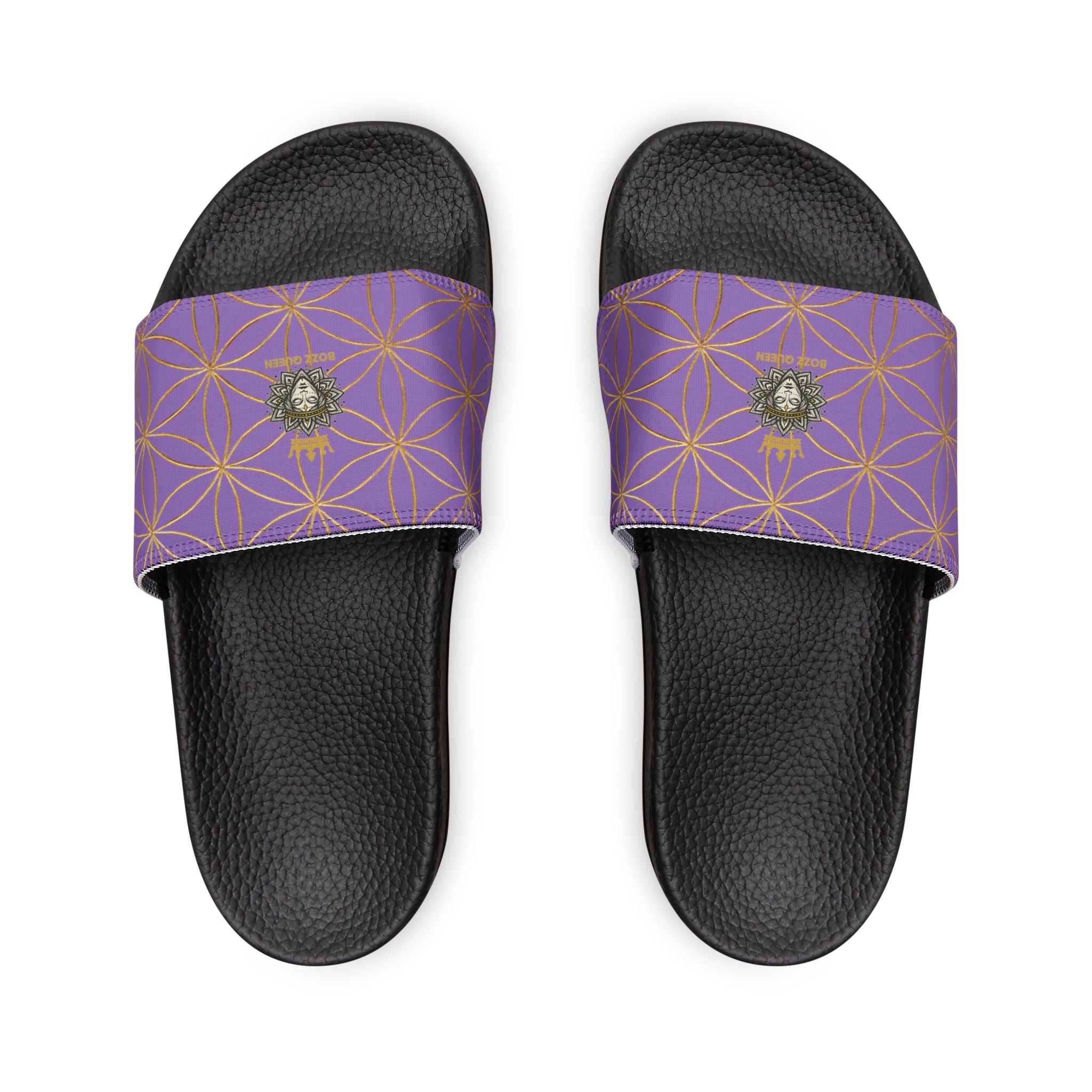 Bozz Queen Light Purple Flower of Life Women's Sandals - Removable Strap Beach Slides