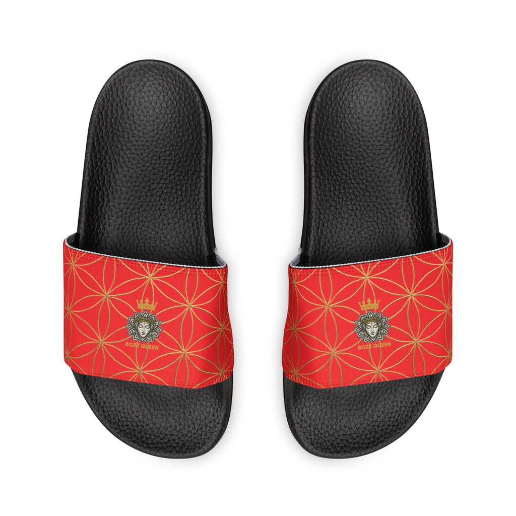 Bozz Queen Red Flower of Life Women's Sandals - Removable Strap Beach Slides