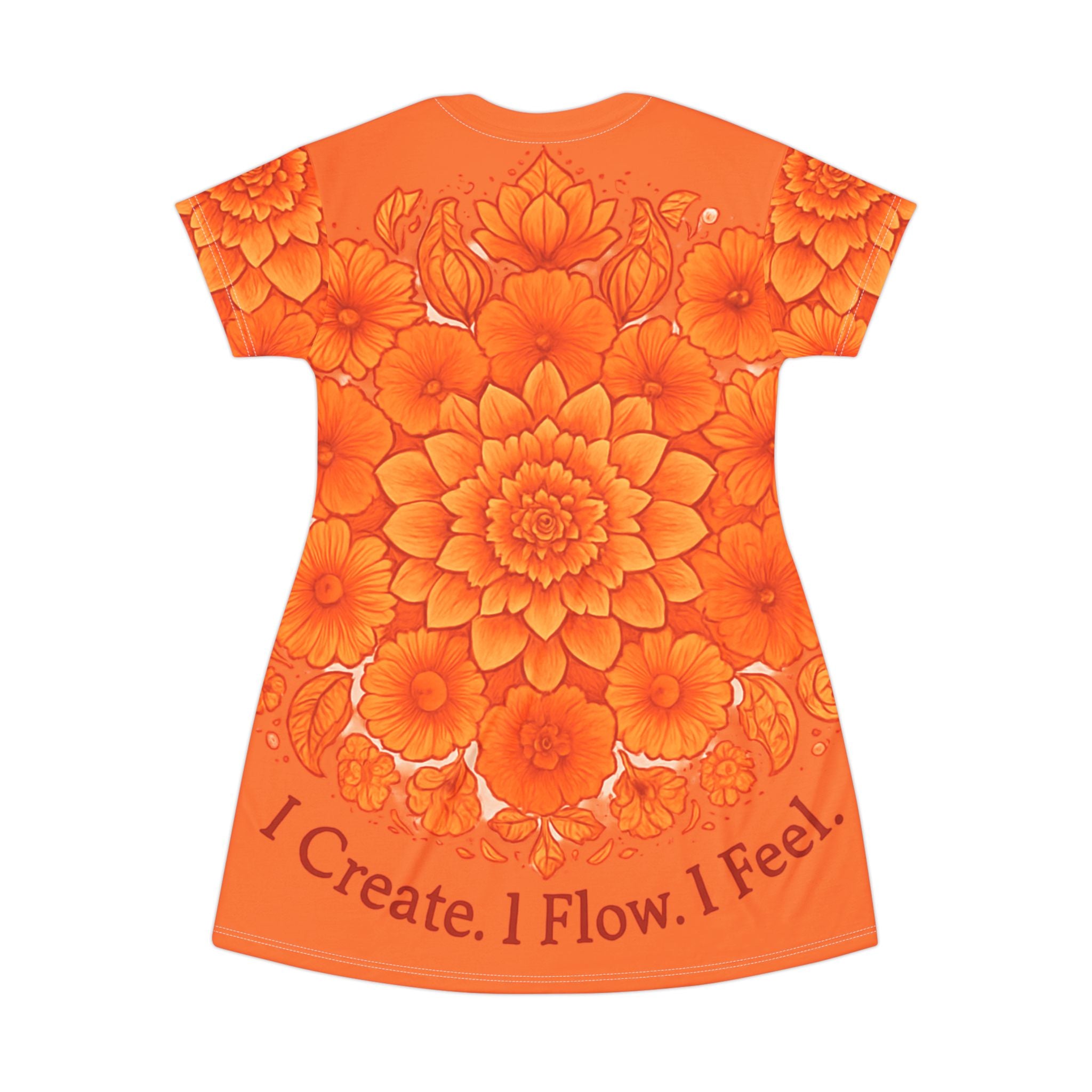 Light Orange Chakra Flow T-Shirt Dress - Sacral Energy (Svadhisthana) Creative Wear