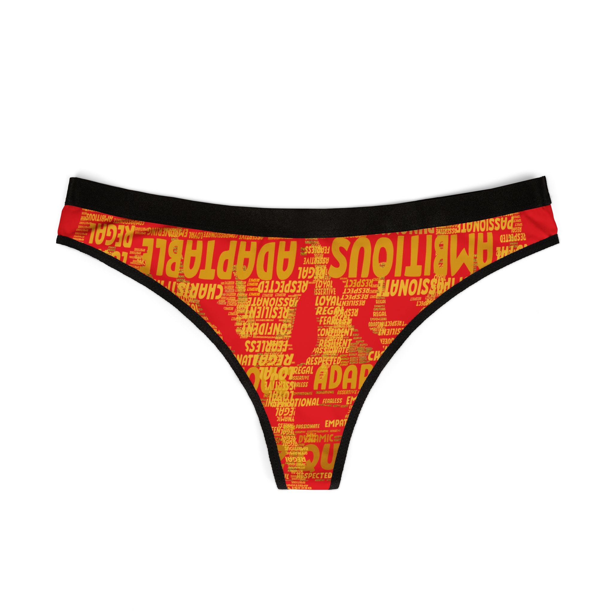 Women's Red Yellow Thongs - Bold Statement Motivational Lingerie