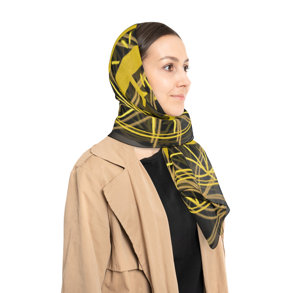 Bozz Queen Black Poly Scarf - Vibrant Flower of Life Design for Stylish Women