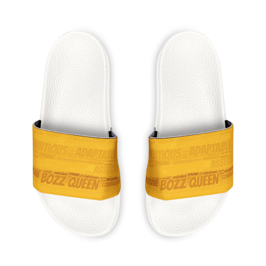 Bozz Queen Yellow & Gold Women's Sandals - Removable Strap Beach Slides