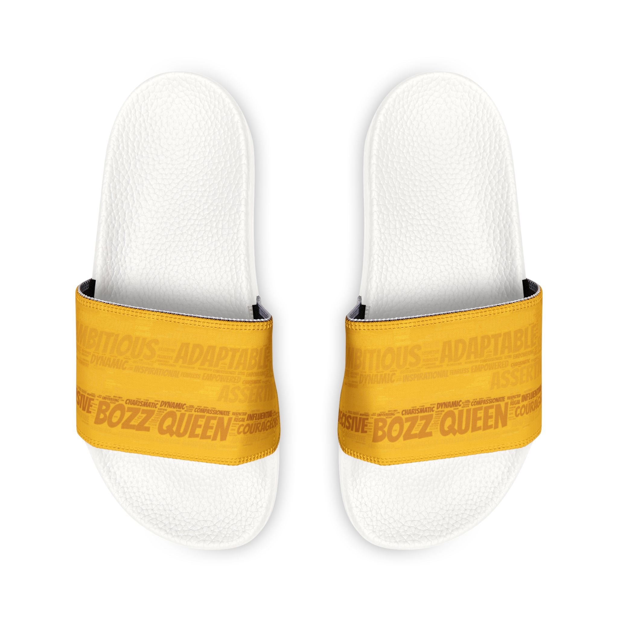 Bozz Queen Yellow & Gold Women's Sandals - Removable Strap Beach Slides