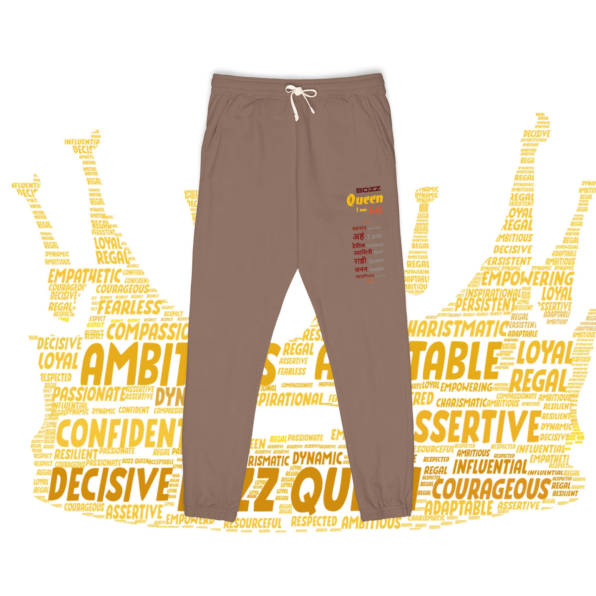 BOZZ QUEEN Unisex Motivational Fleece Sweatpants - Empowering Lounge Joggers