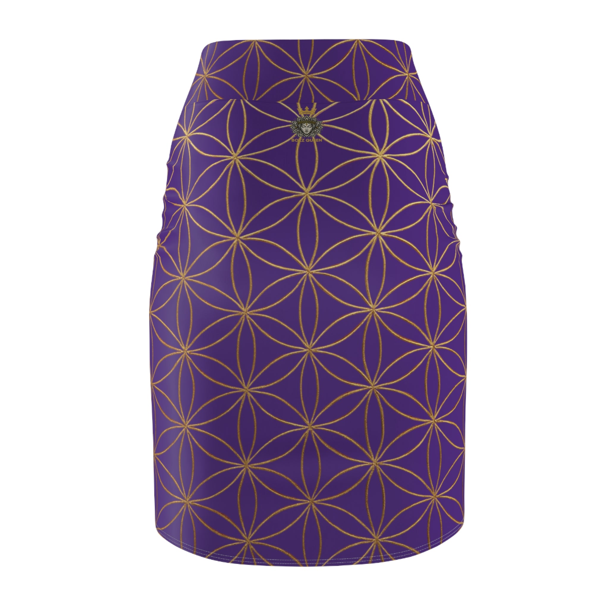 Purple Flower of Life Pencil Skirt - Women's Chic Office & Date Night Skirt