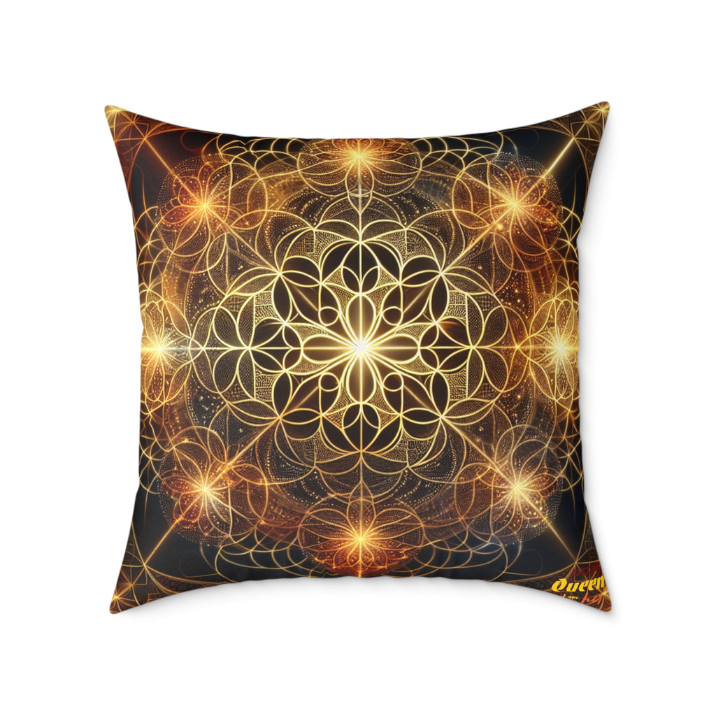 Bohemian Flower Mandala Pillow, Square Poly Canvas Pillow for Home Decor, Cozy Living Room Accent, Meditation Gift, Bedroom Cushion