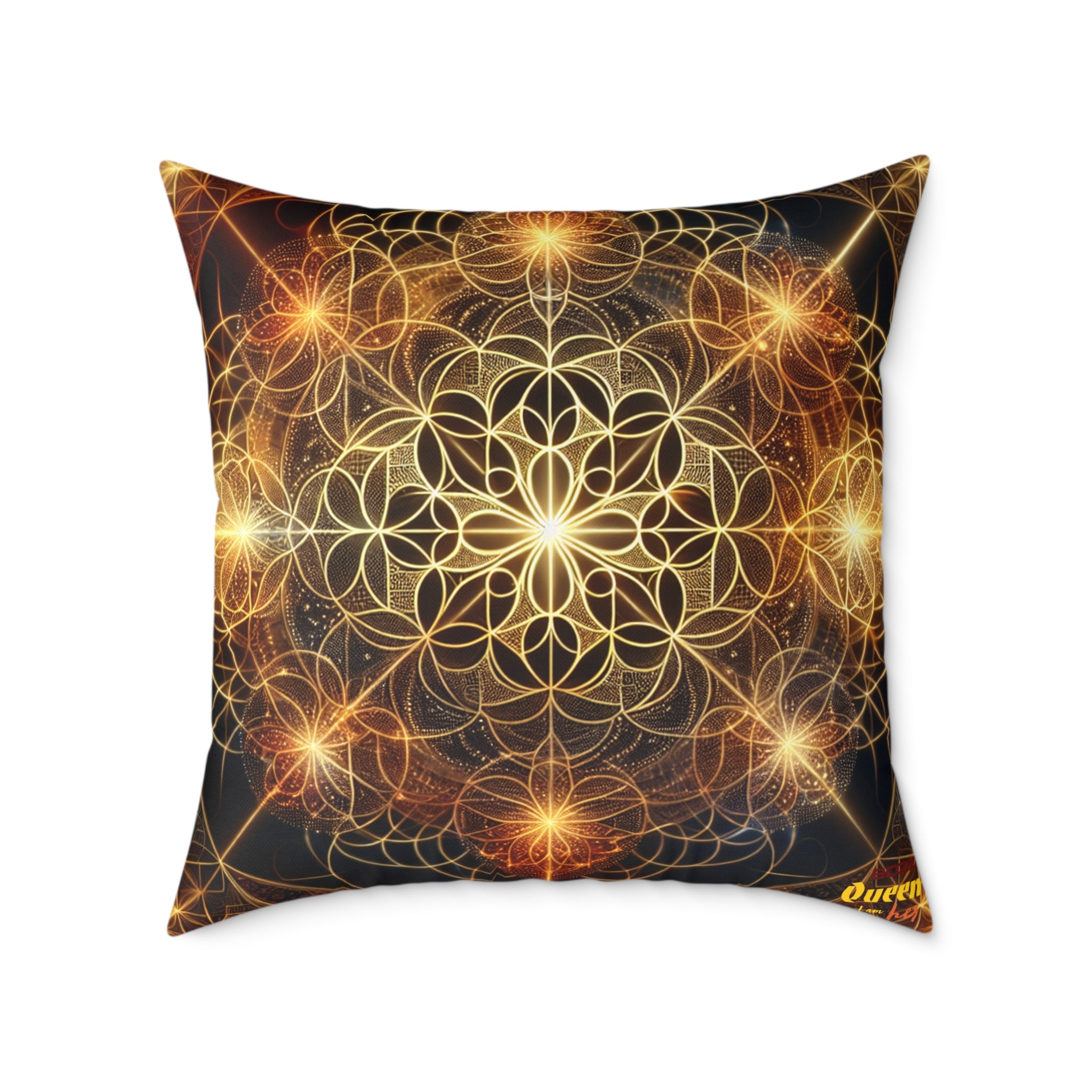 Bohemian Flower Mandala Pillow, Square Poly Canvas Pillow for Home Decor, Cozy Living Room Accent, Meditation Gift, Bedroom Cushion