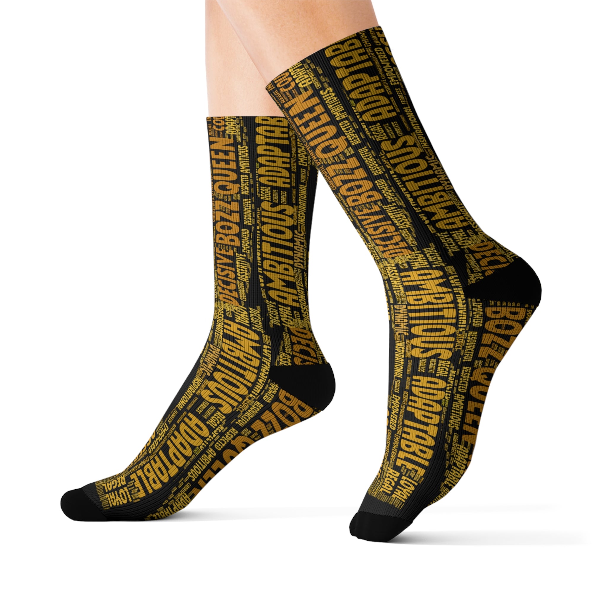 BOZZ QUEEN Black Bold Statement Socks - Empowering Motivational Wear