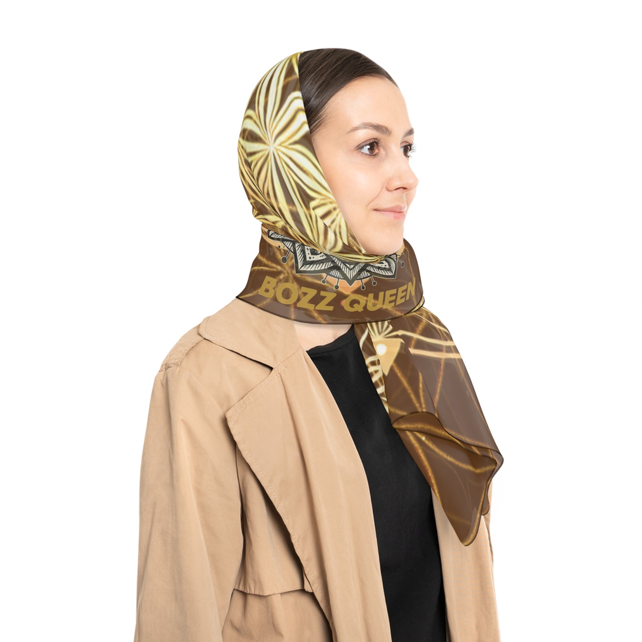 Flower of Life Brown Scarf - Sacred Geometry Spiritual Accessory