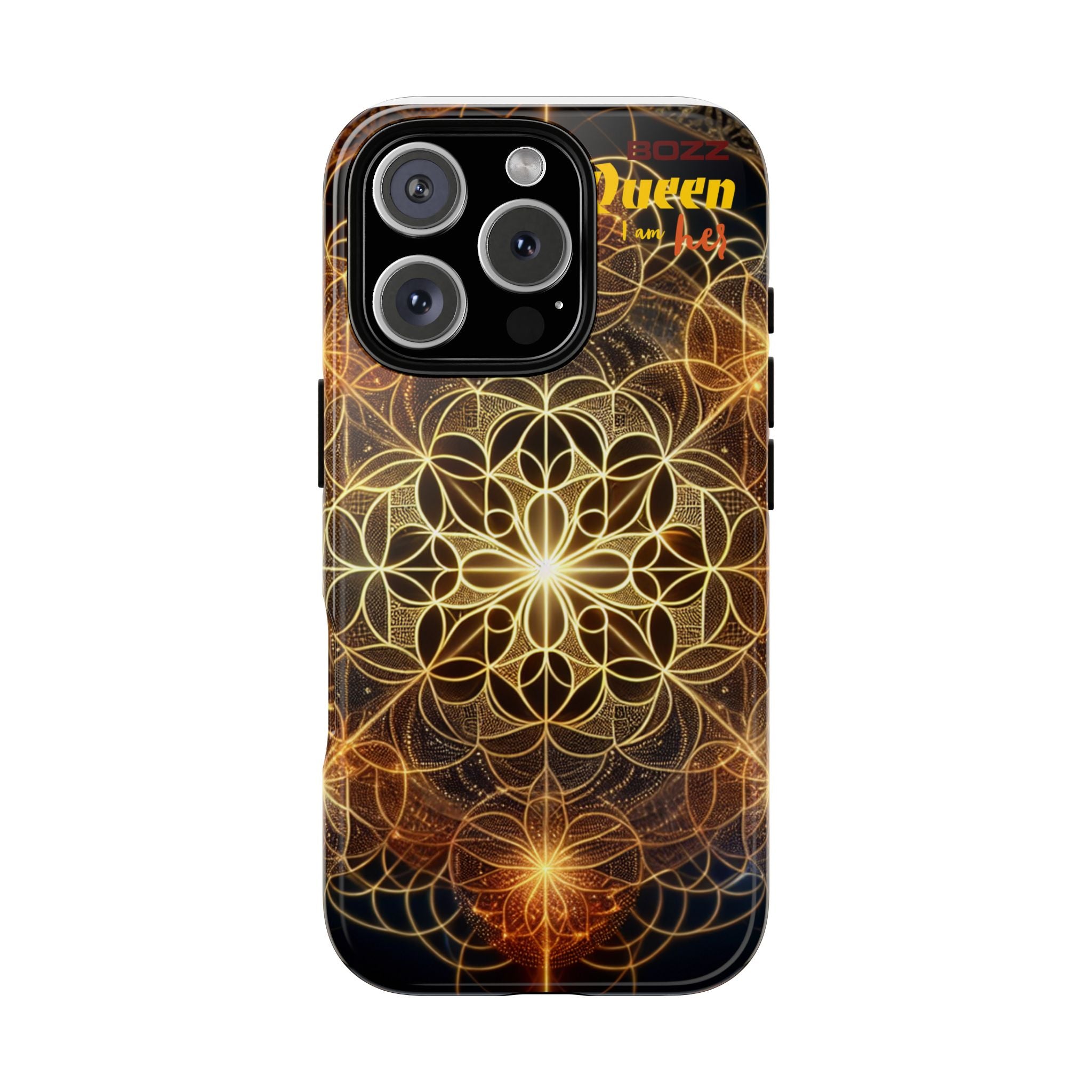 Golden Flower Mandala Phone Case, Tough Cases, Bohemian Phone Cover, Unique Gift for Him/Her, Spiritual and Artistic Design