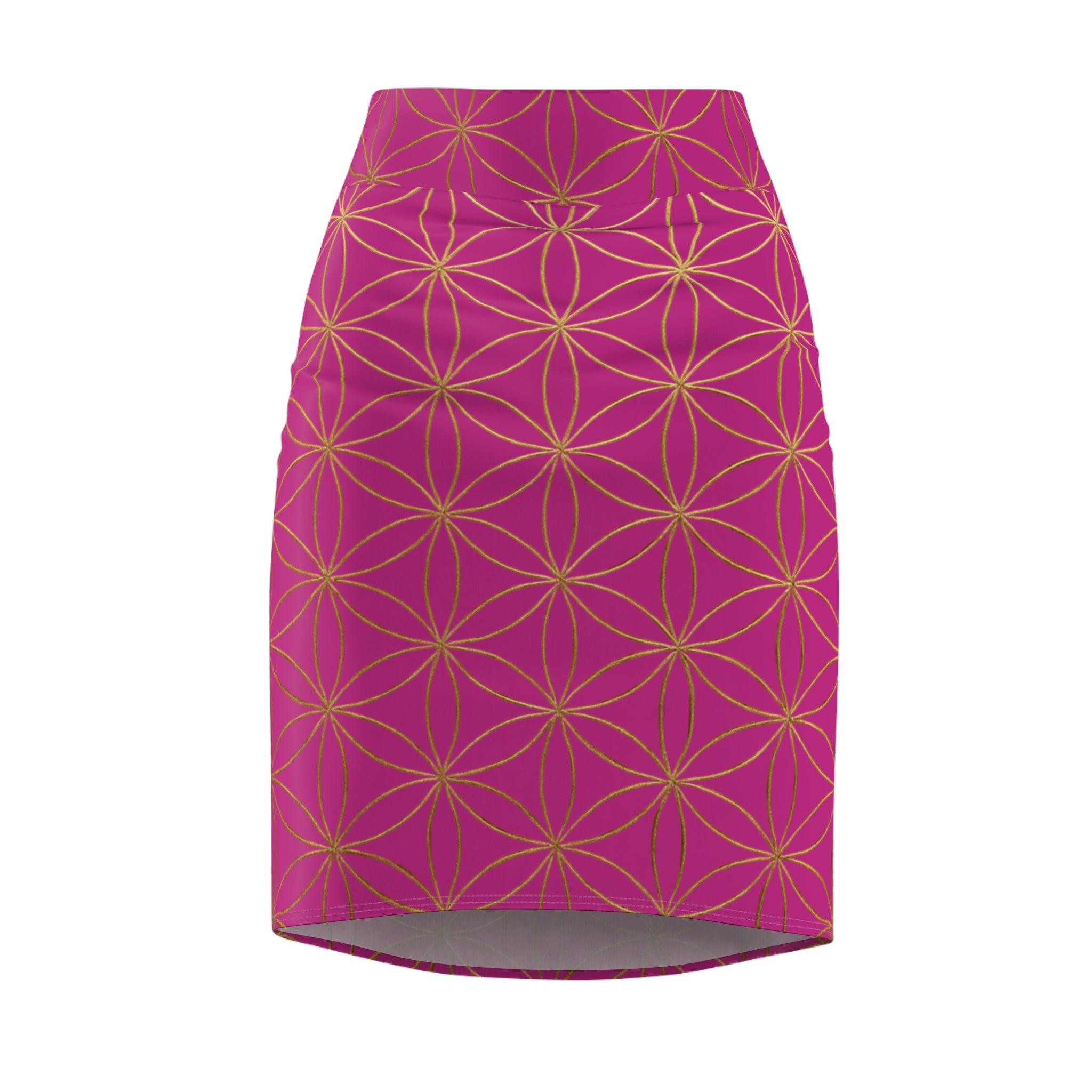 Pink Flower of Life Pencil Skirt - Women's Chic Office & Date Night Skirt