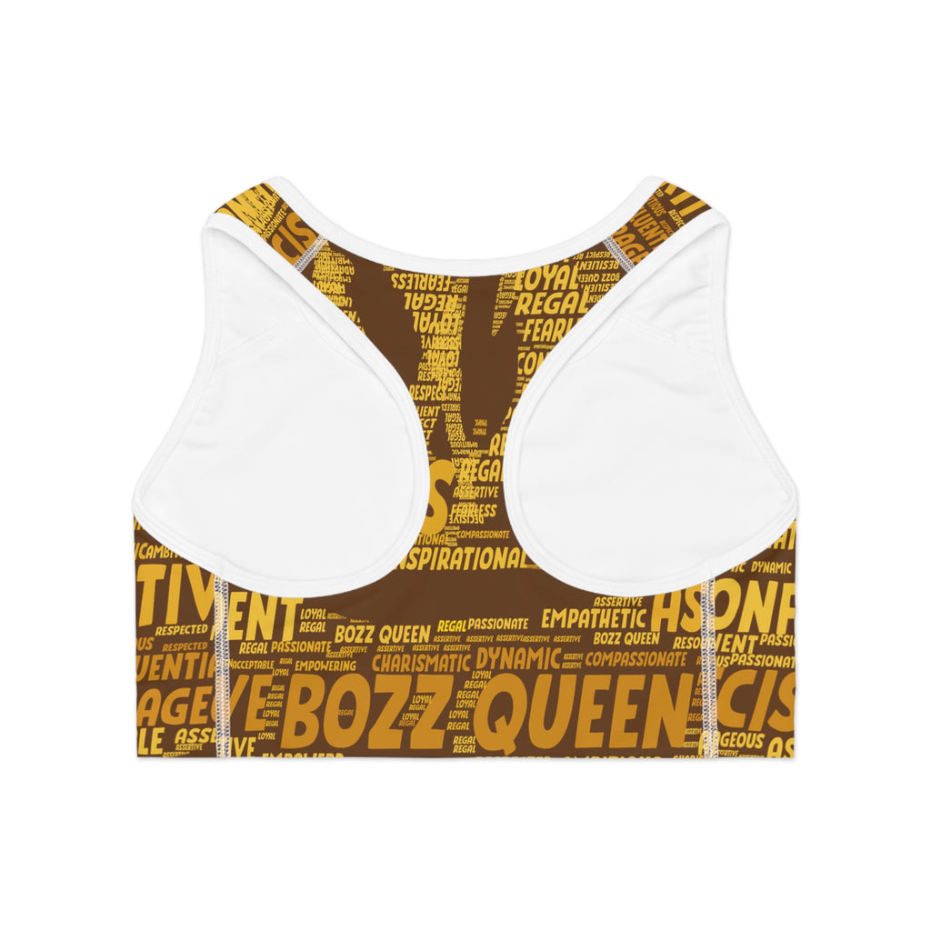 Empowered Words Sports Bra - Bozz Queen Origin Collection | Brown & Yellow