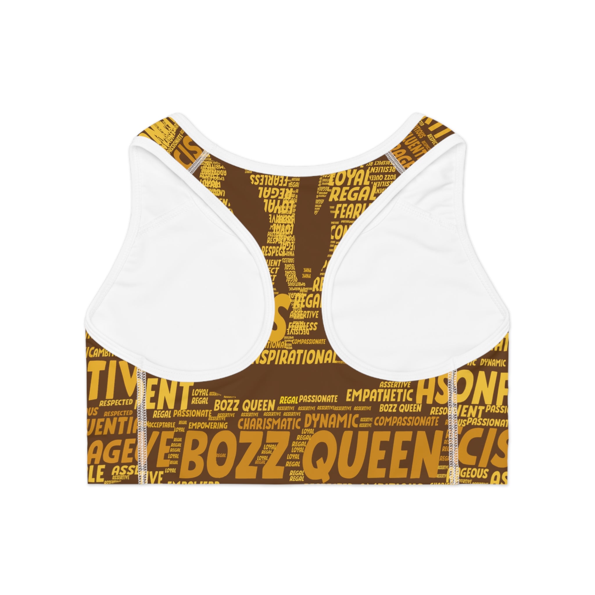 Empowered Words Sports Bra - Bozz Queen Origin Collection | Brown & Yellow