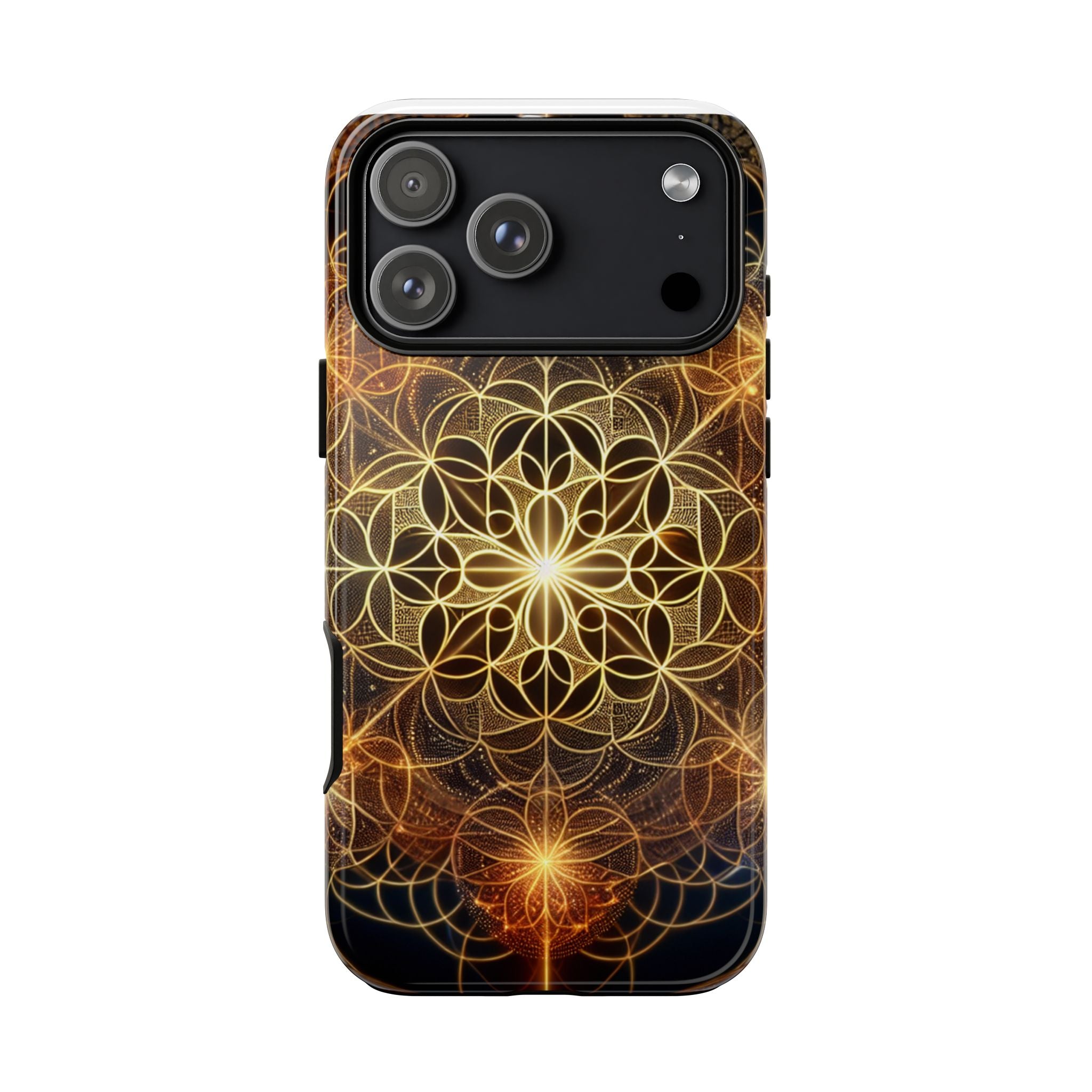 Golden Flower Mandala Phone Case, Tough Cases, Bohemian Phone Cover, Unique Gift for Him/Her, Spiritual and Artistic Design