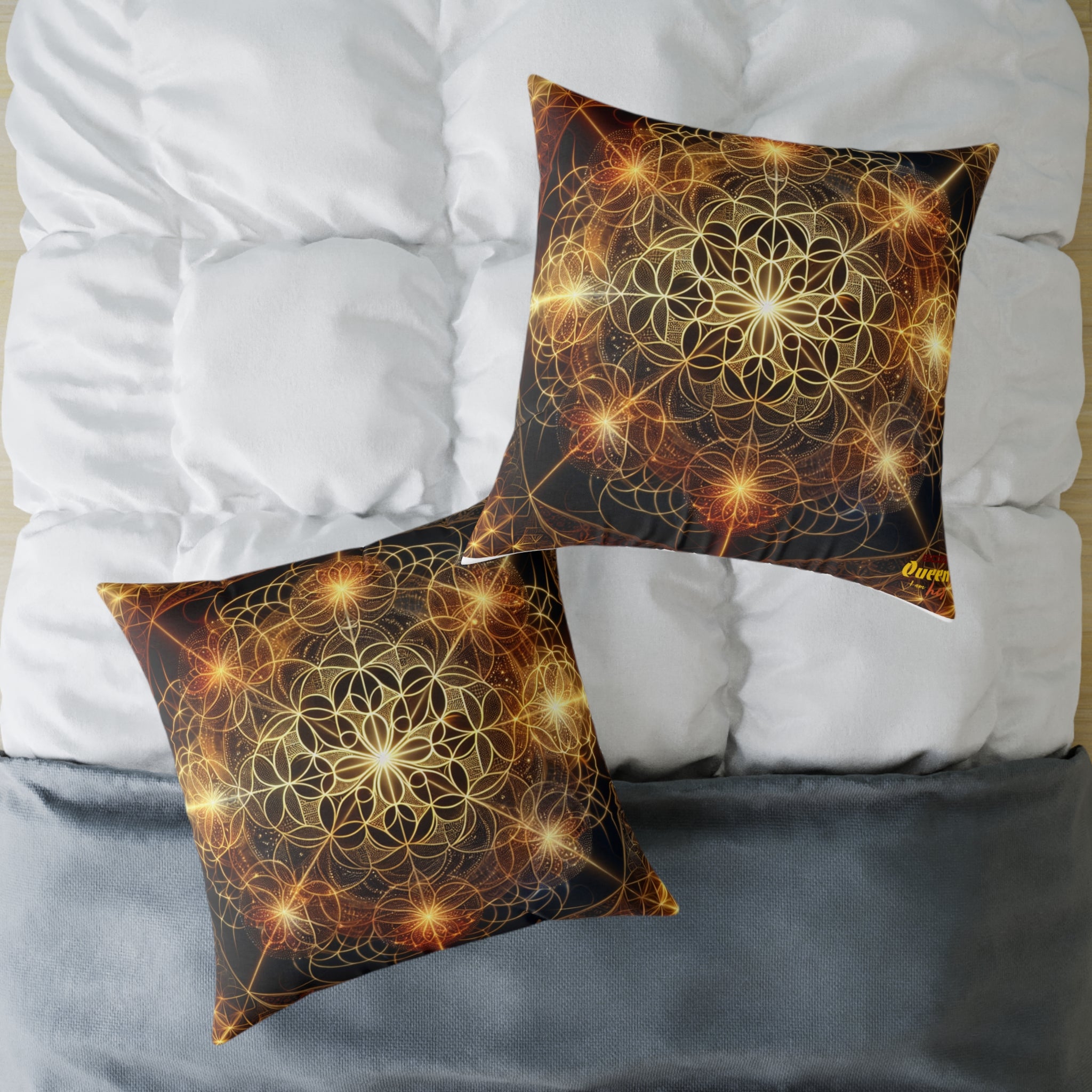 Bohemian Flower Mandala Pillow, Square Poly Canvas Pillow for Home Decor, Cozy Living Room Accent, Meditation Gift, Bedroom Cushion