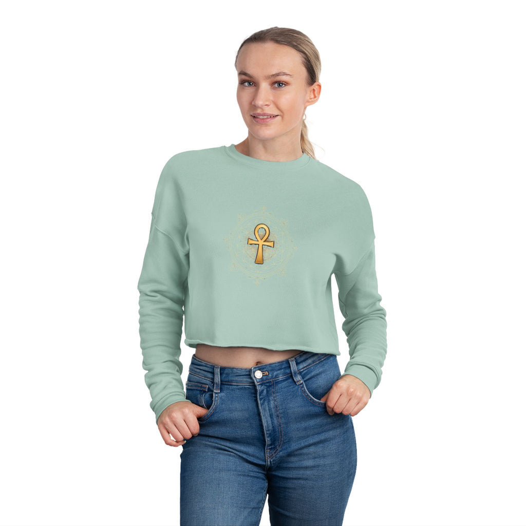 Ankh Cropped Sweatshirt - Sacred Geometry Athleisure