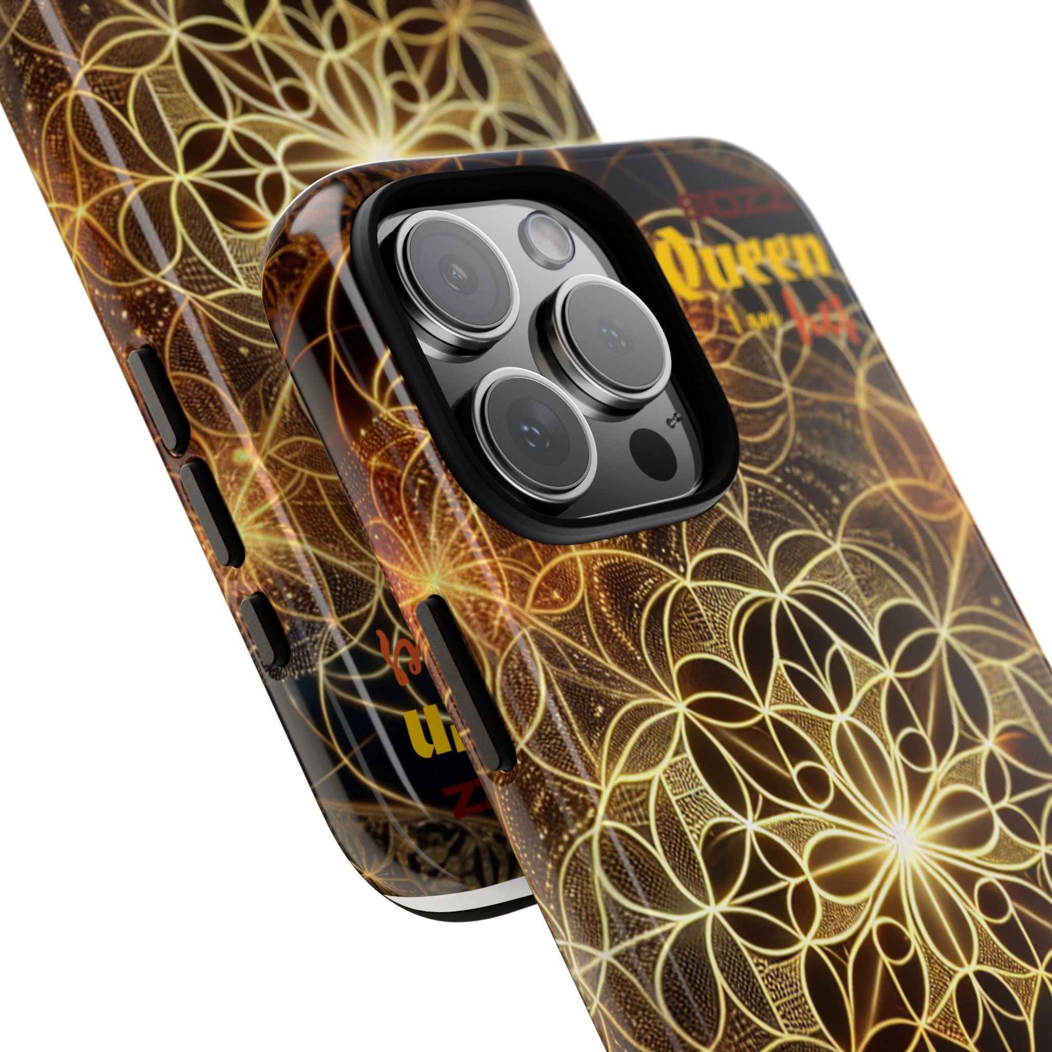 Golden Flower Mandala Phone Case, Tough Cases, Bohemian Phone Cover, Unique Gift for Him/Her, Spiritual and Artistic Design