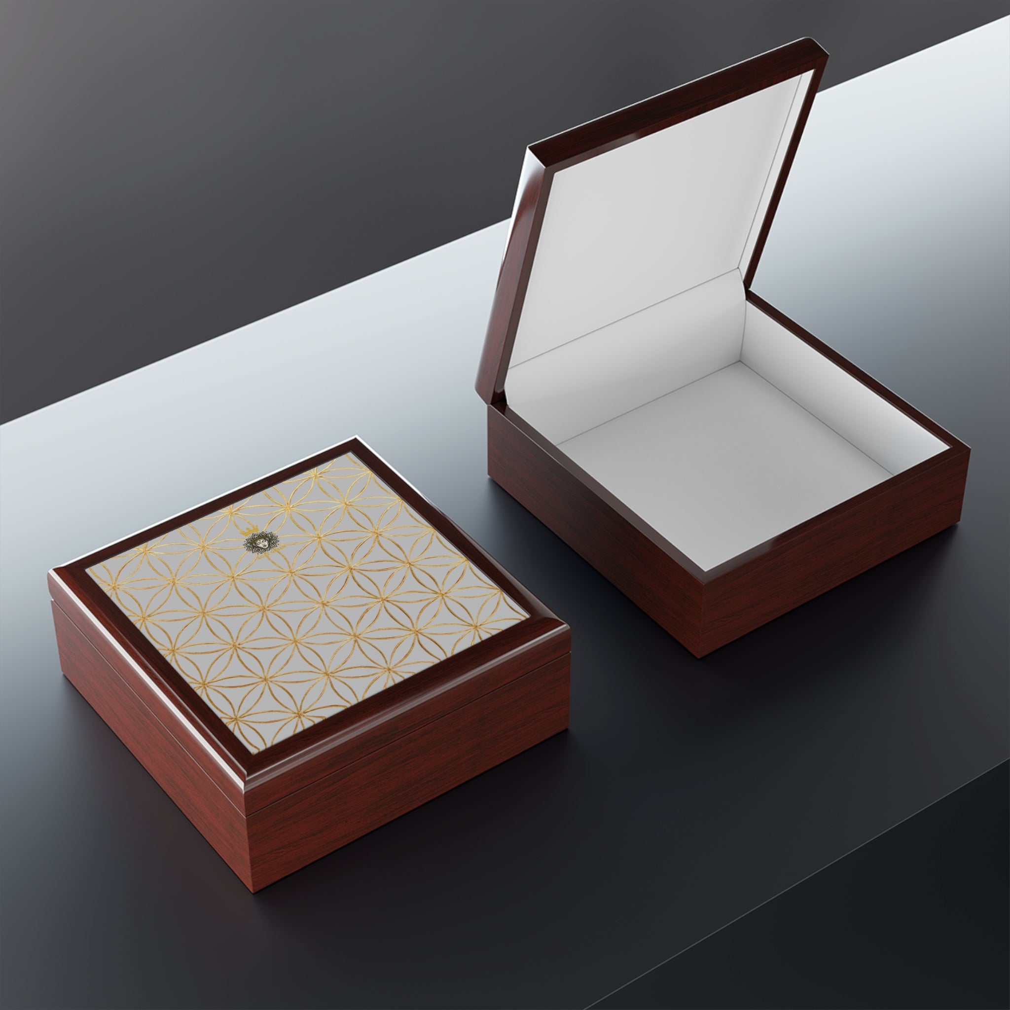 Flower of Life Jewelry Box - Light Grey Elegant Keepsake Organizer