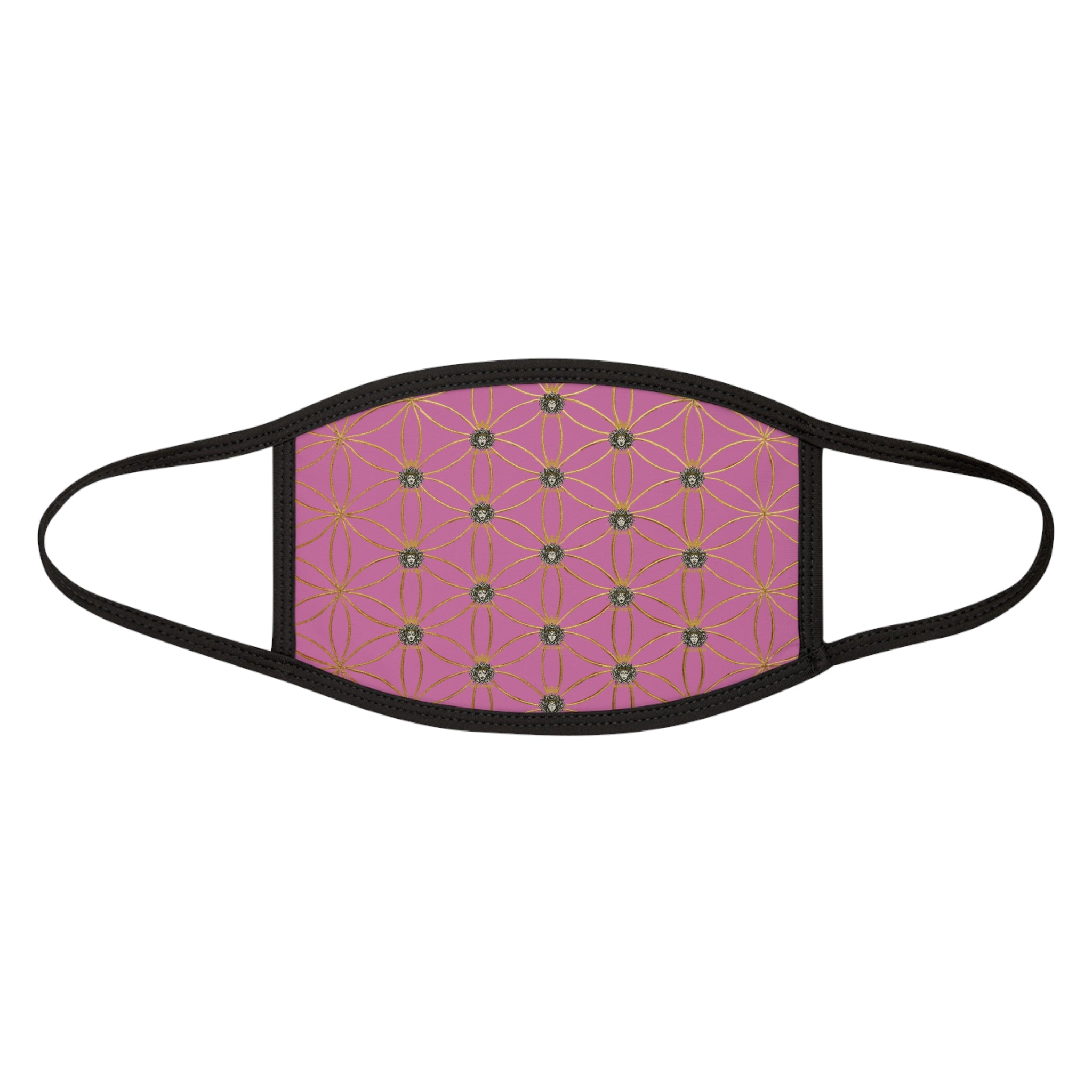 Bozz Queen Flower of Life Face Mask - Light Pink & Gold Stylish Breathable Cloth Mask