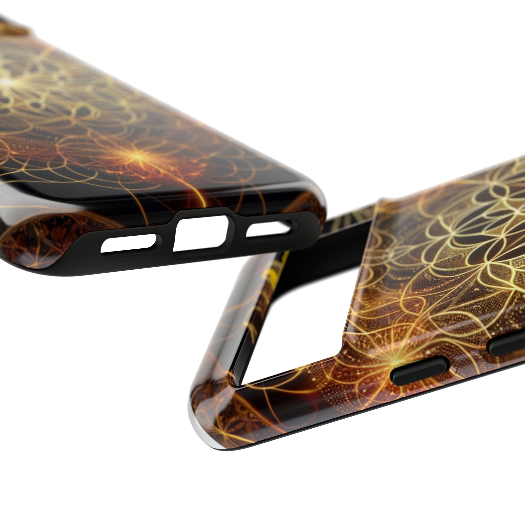 Golden Flower Mandala Phone Case, Tough Cases, Bohemian Phone Cover, Unique Gift for Him/Her, Spiritual and Artistic Design