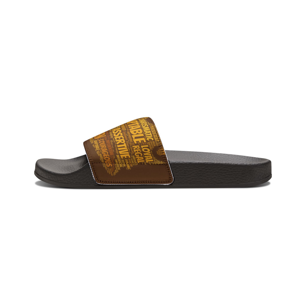 Bozz Queen Brown & Gold Women's Sandals - Removable Strap Beach Slides