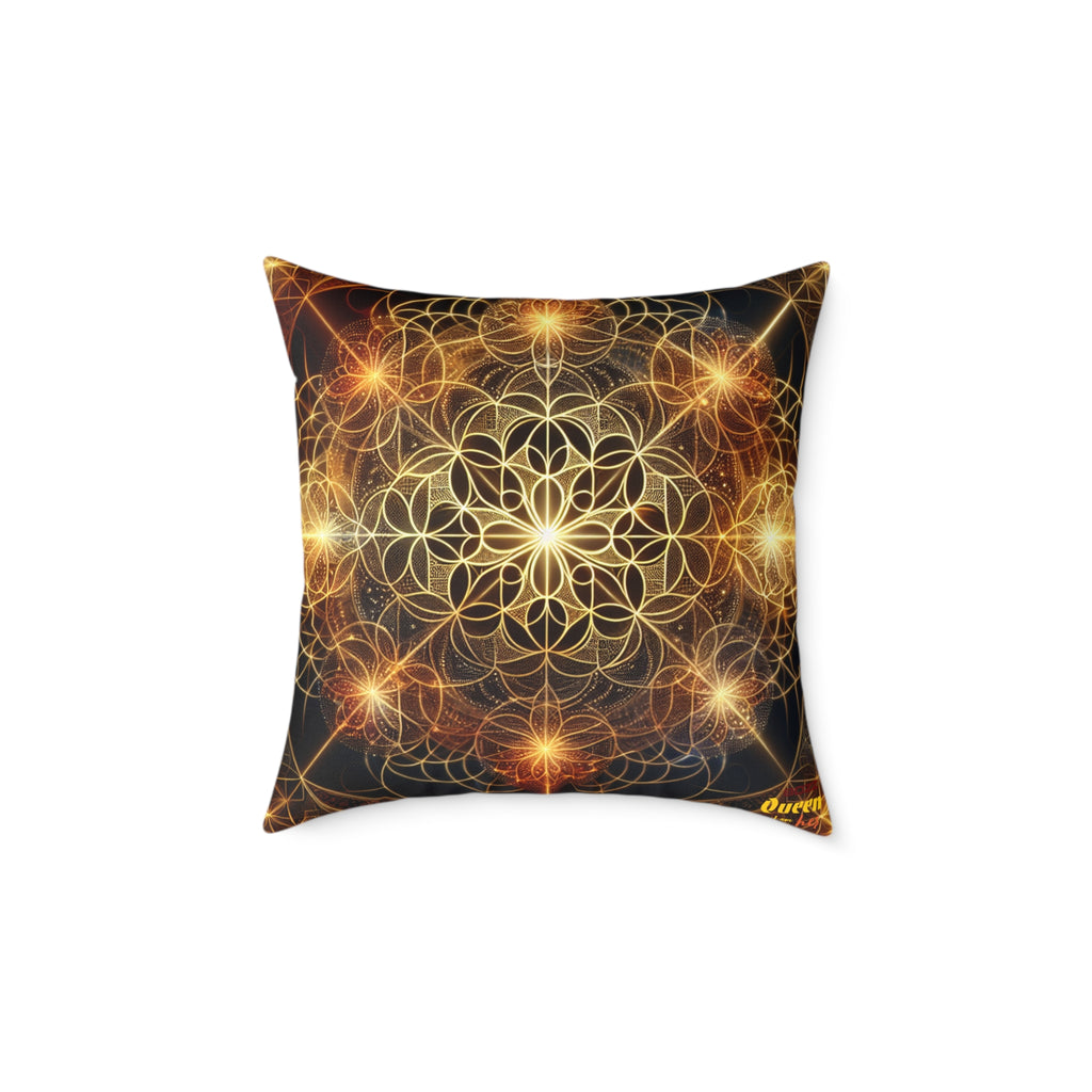 Bohemian Flower Mandala Pillow, Square Poly Canvas Pillow for Home Decor, Cozy Living Room Accent, Meditation Gift, Bedroom Cushion