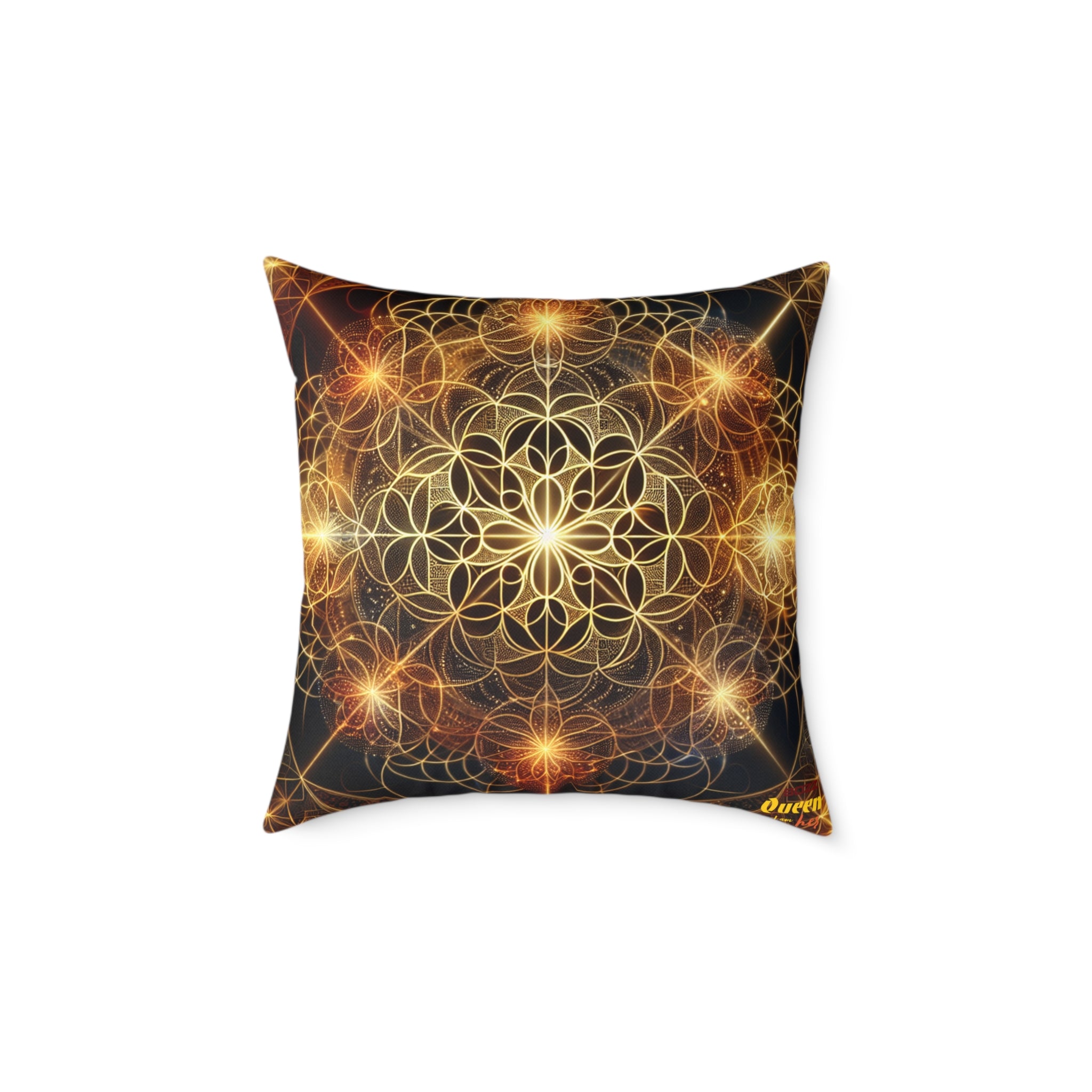 Bohemian Flower Mandala Pillow, Square Poly Canvas Pillow for Home Decor, Cozy Living Room Accent, Meditation Gift, Bedroom Cushion