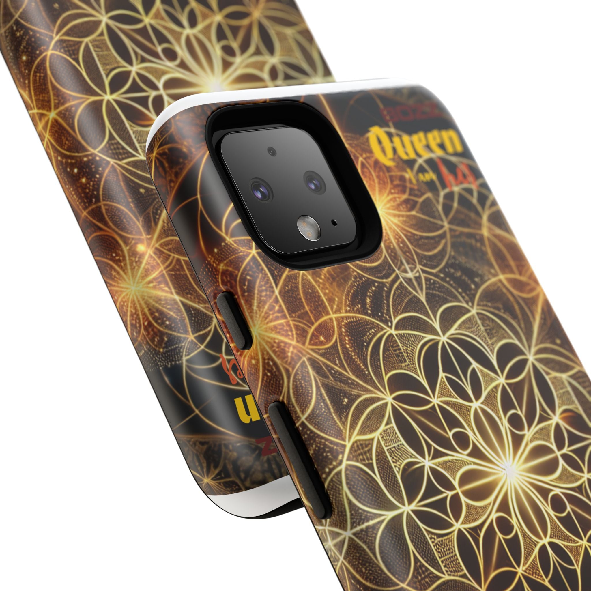 Golden Flower Mandala Phone Case, Tough Cases, Bohemian Phone Cover, Unique Gift for Him/Her, Spiritual and Artistic Design