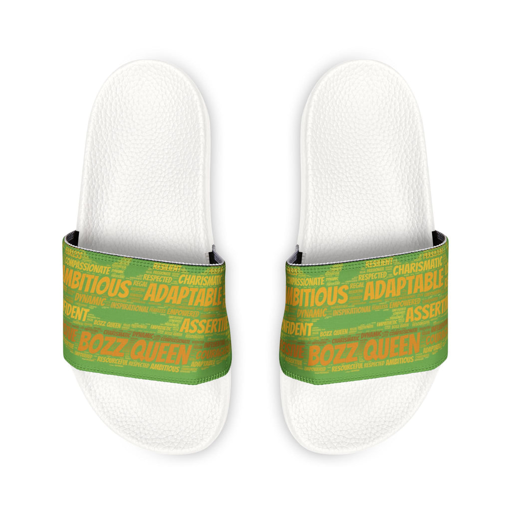 Bozz Queen Green & Gold Women's Sandals - Removable Strap Beach Slides