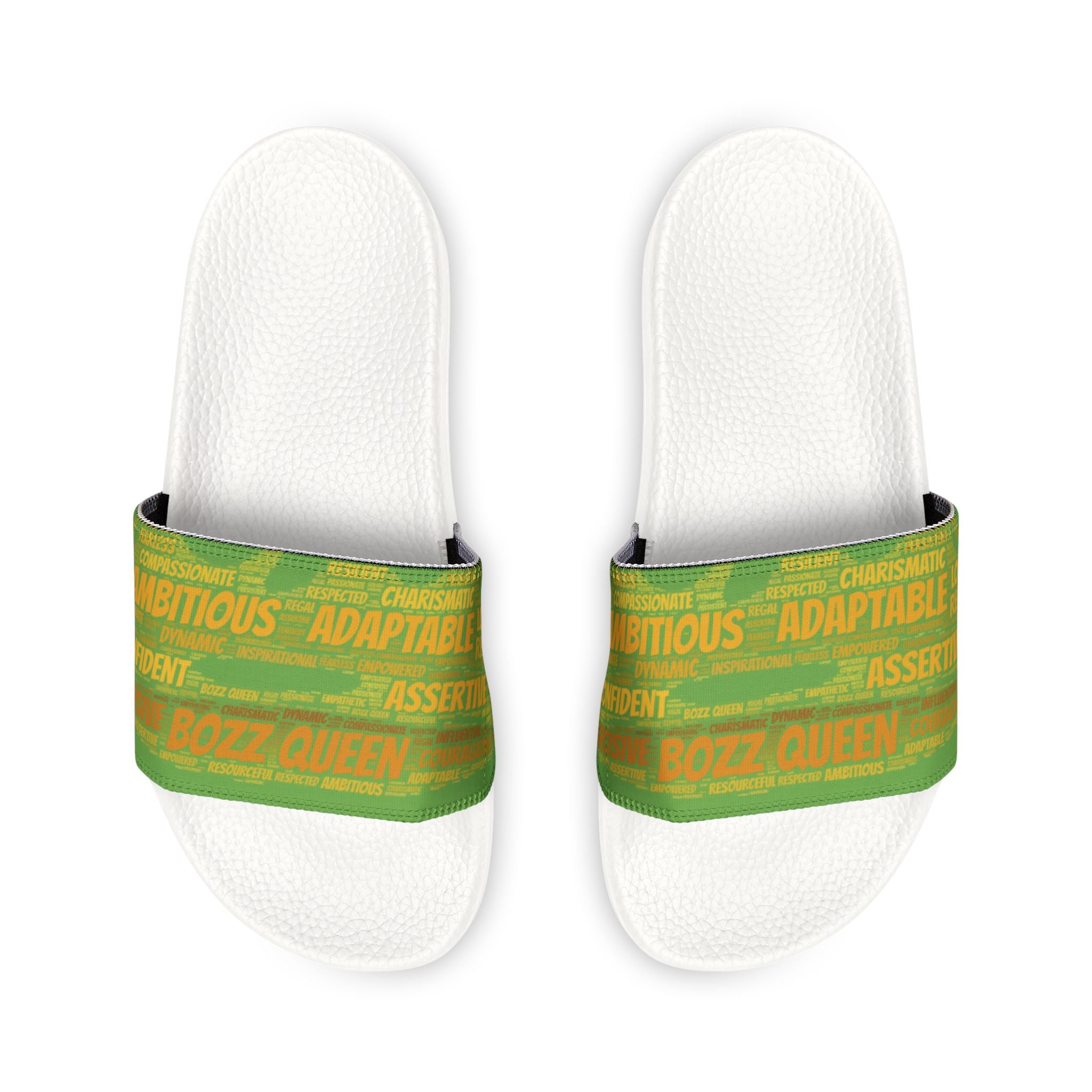 Bozz Queen Green & Gold Women's Sandals - Removable Strap Beach Slides