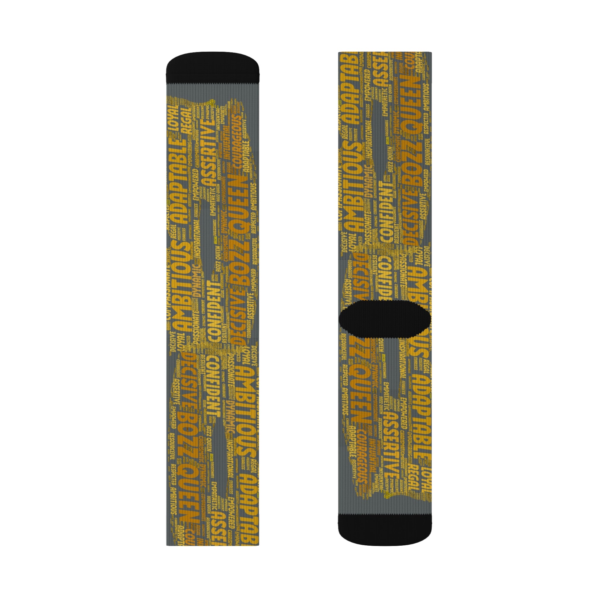BOZZ QUEEN Dark Grey Bold Statement Socks - Empowering Motivational Wear